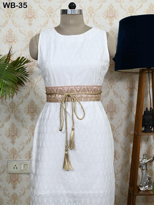 Pink Reversible Embroidery Fabric Belt Gold Obi Wrap Women Sash Belt Adjustable Bohemian Ethnic Customized Summer Wedding Dress Gift Friend