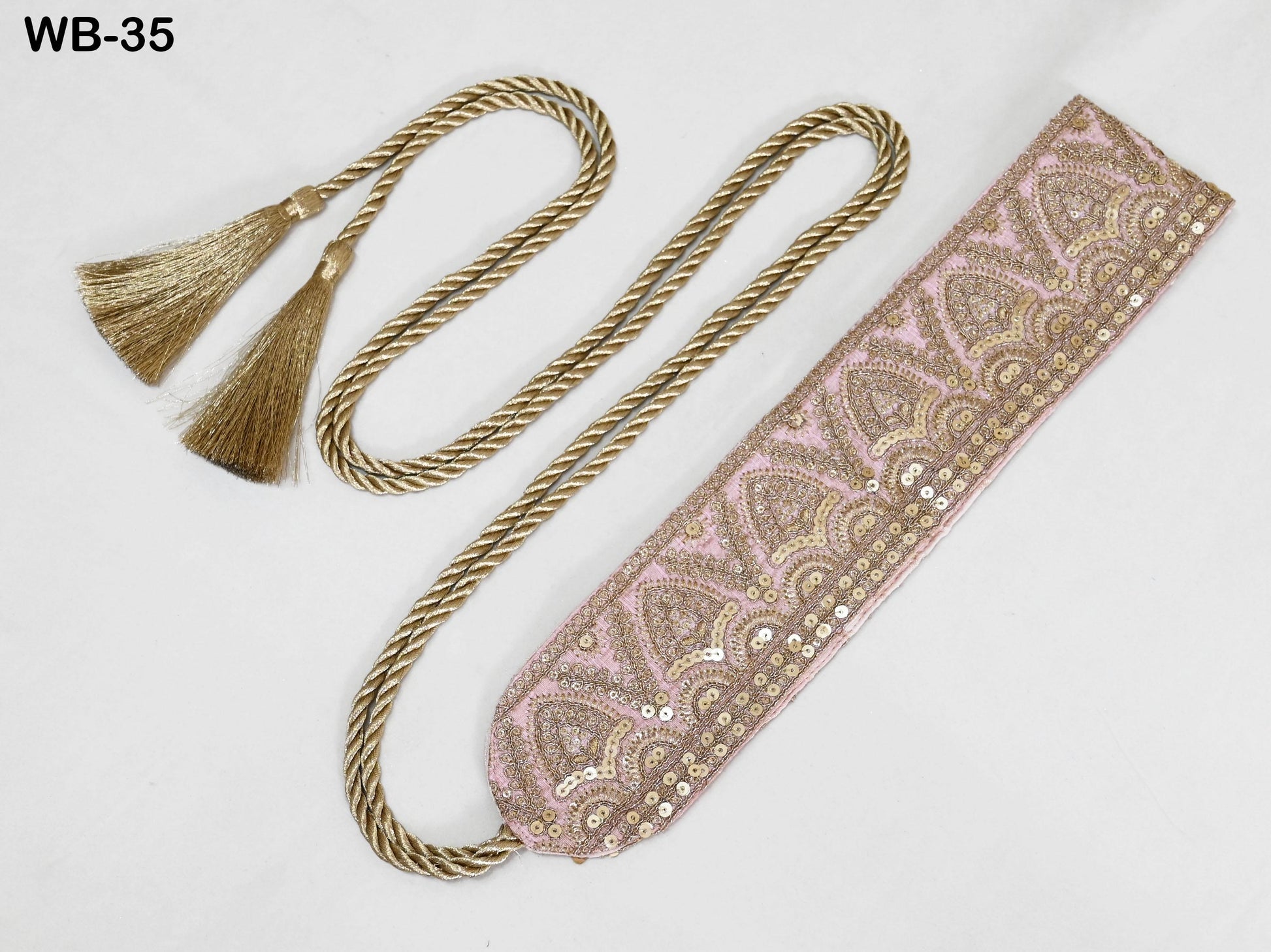 Reversible Embroidery Fabric Belt Gold Obi Wrap Women Sash Belt Adjustable Bohemian Ethnic Customized Summer Wedding Dress Gift Friend Pink
