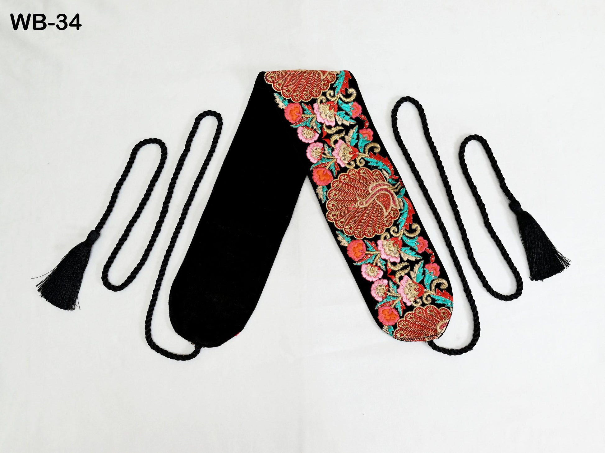 Reversible Embroidery Fabric Belt Blue Obi Wrap Women Sash Belt Adjustable Bohemian Ethnic Customize Summer Wedding Dress Gift for Sister