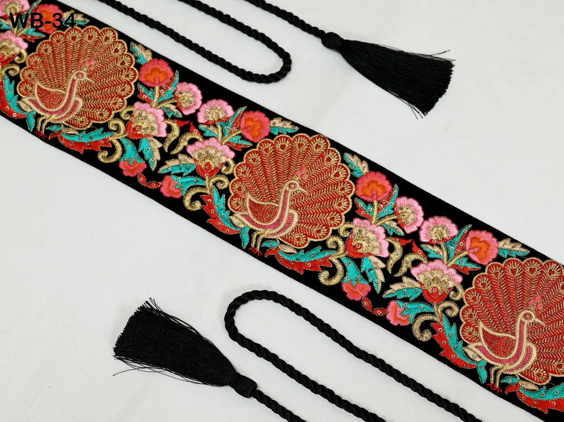 Reversible Embroidery Fabric Belt Blue Obi Wrap Women Sash Belt Adjustable Bohemian Ethnic Customize Summer Wedding Dress Gift for Sister