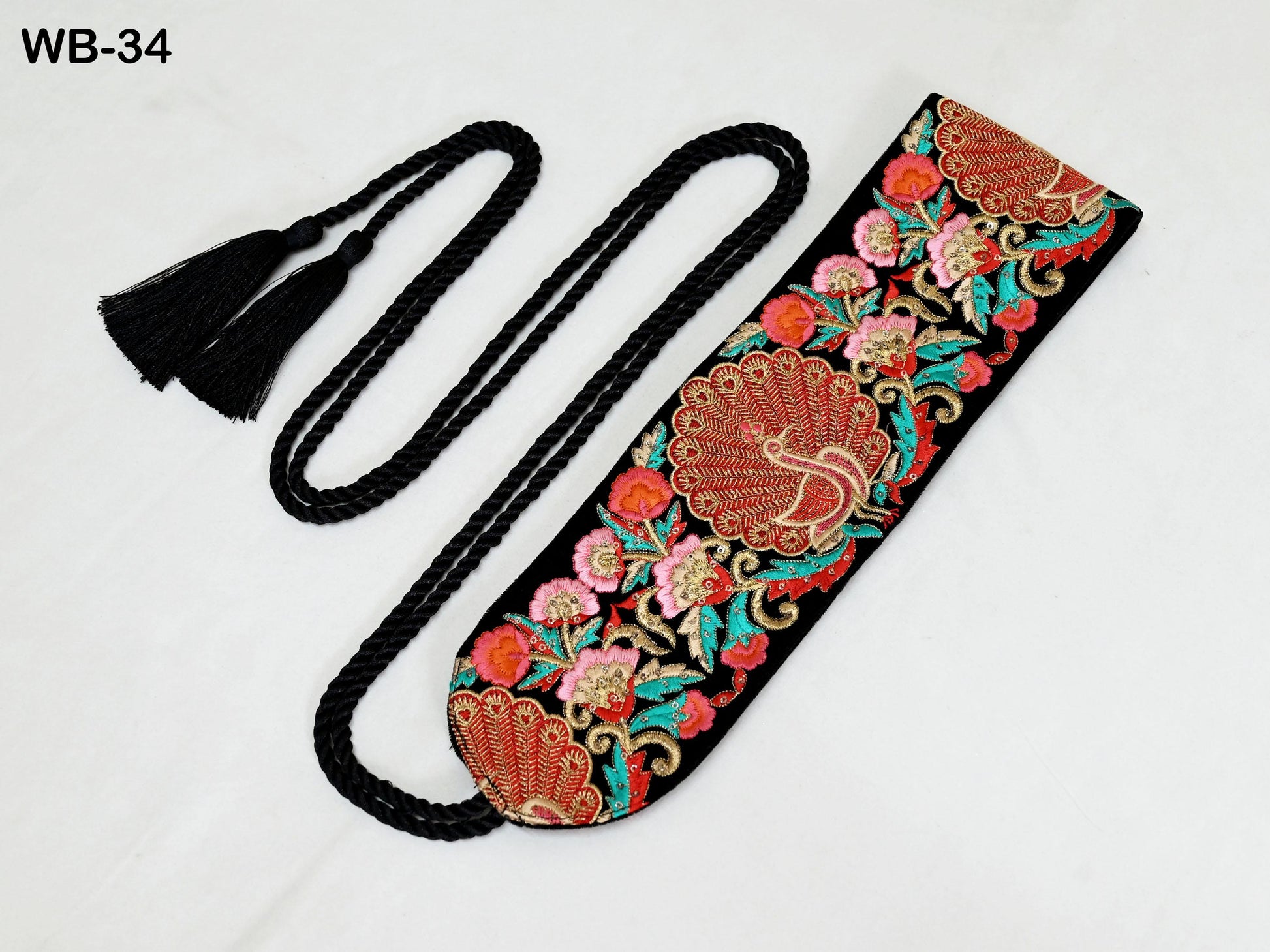 Reversible Embroidery Fabric Belt Blue Obi Wrap Women Sash Belt Adjustable Bohemian Ethnic Customize Summer Wedding Dress Gift for Sister