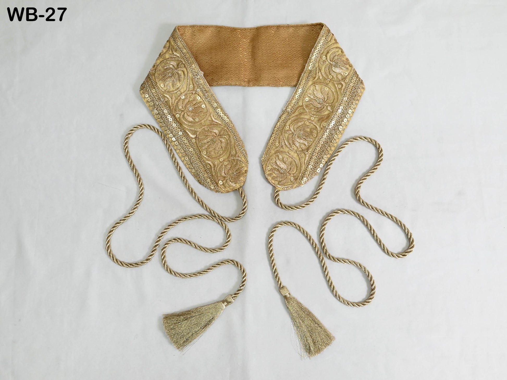 Reversible Embroidery Fabric Belt Gold Obi Wrap Women Sash Belt Adjustable Bohemian Ethnic Customized Summer Wedding Dress Gift Friend Gold