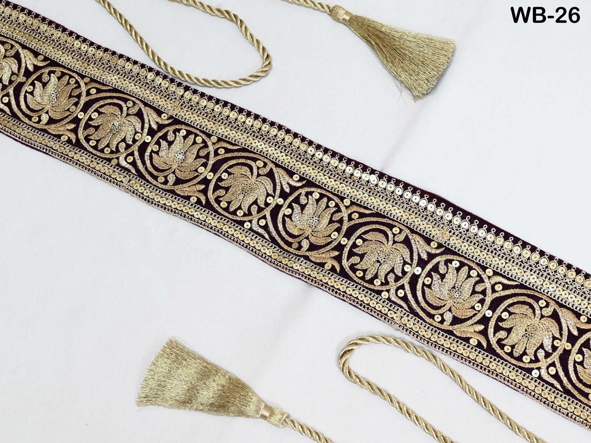 Reversible Embroidery Fabric Belt Gold Obi Wrap Women Sash Belt Adjustable Bohemian Ethnic Customize Summer Wedding Dress Gift for Friend