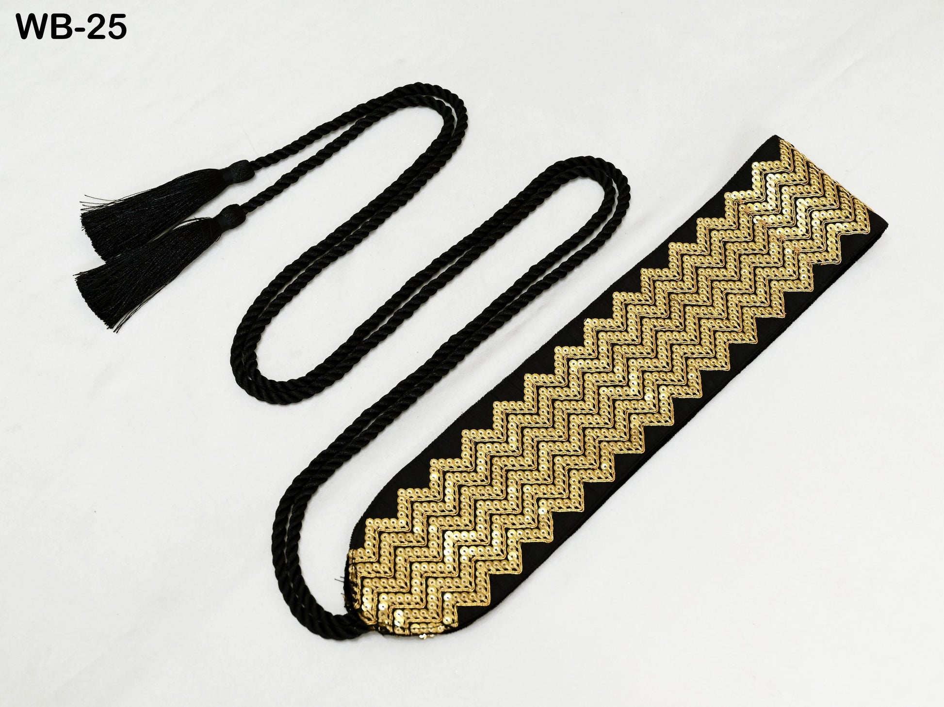 Reversible Embroidery Fabric Belt Gold Obi Wrap Women Sash Belt Adjustable Bohemian Ethnic Customized Summer Wedding Dress Gift Friend Black