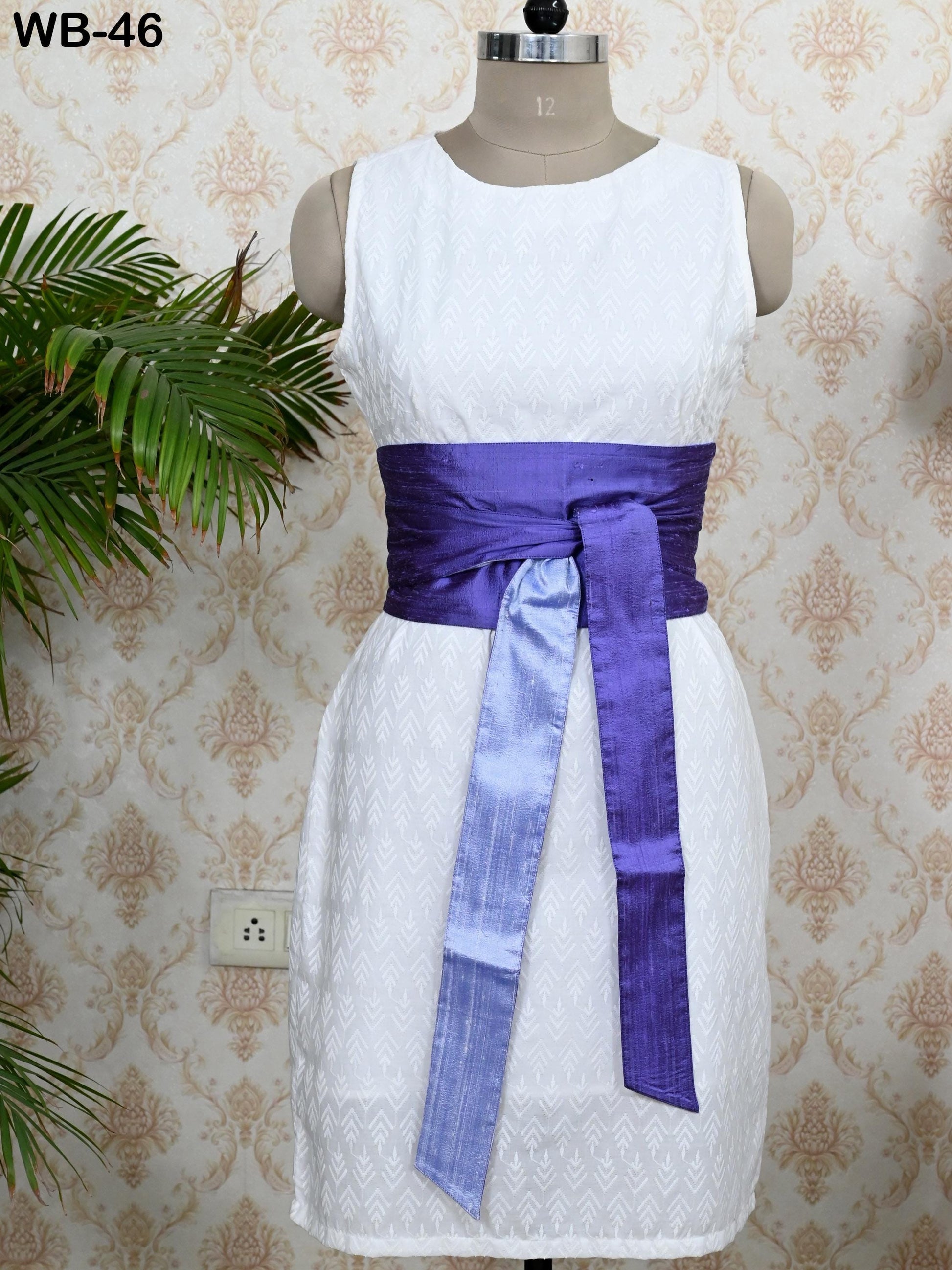 Silk Shantung Reversible Fabric Belt Purple Obi Wrap Women Sash Belt Adjustable Customized Wedding Dress Gift Mom Daughter Wrap & Tie