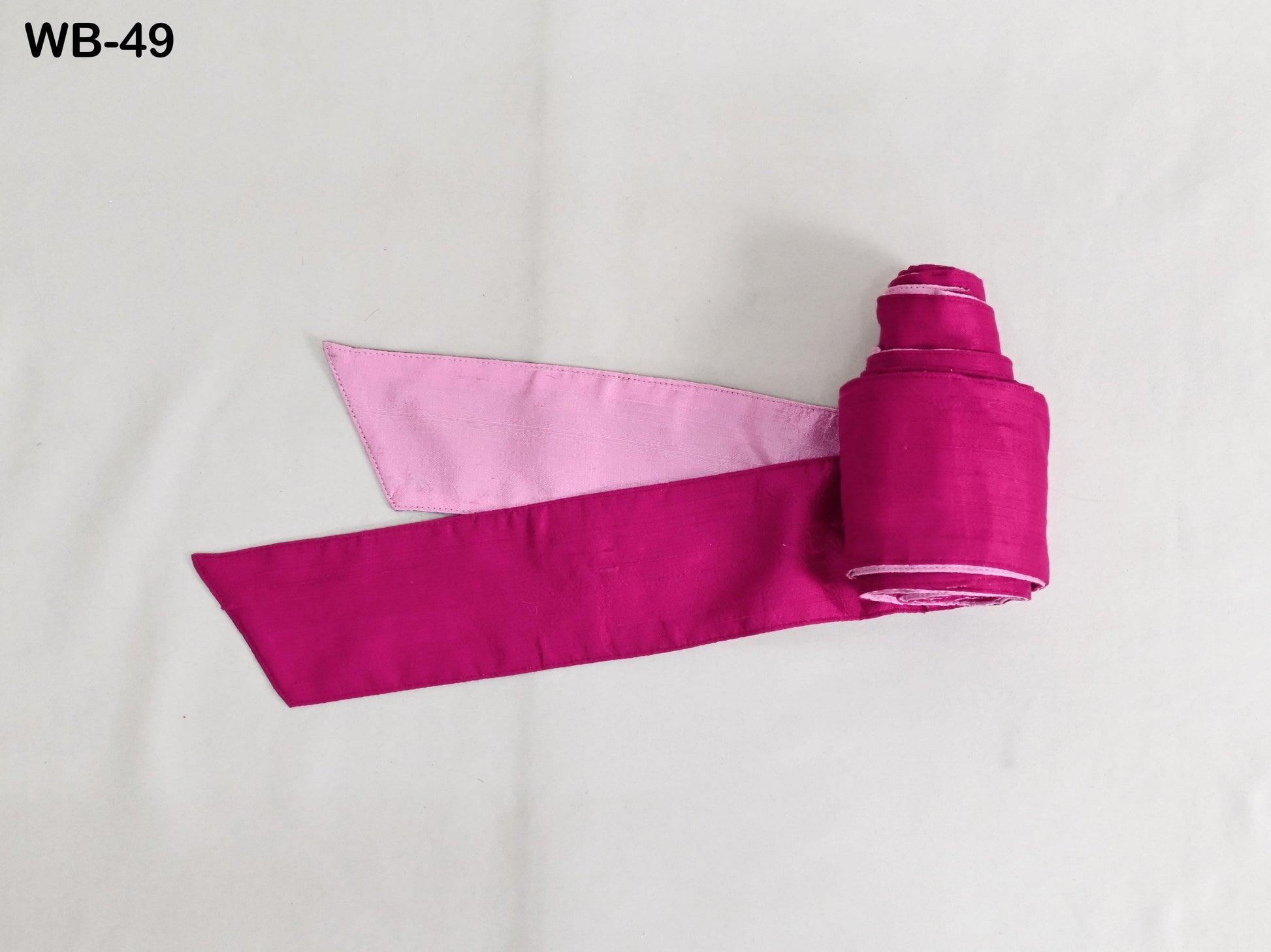 Silk Shantung Reversible Fabric Belt Pink Obi Wrap Women Sash Belt Adjustable Customized Wedding Dress Gift Mom Daughter Wrap & Tie