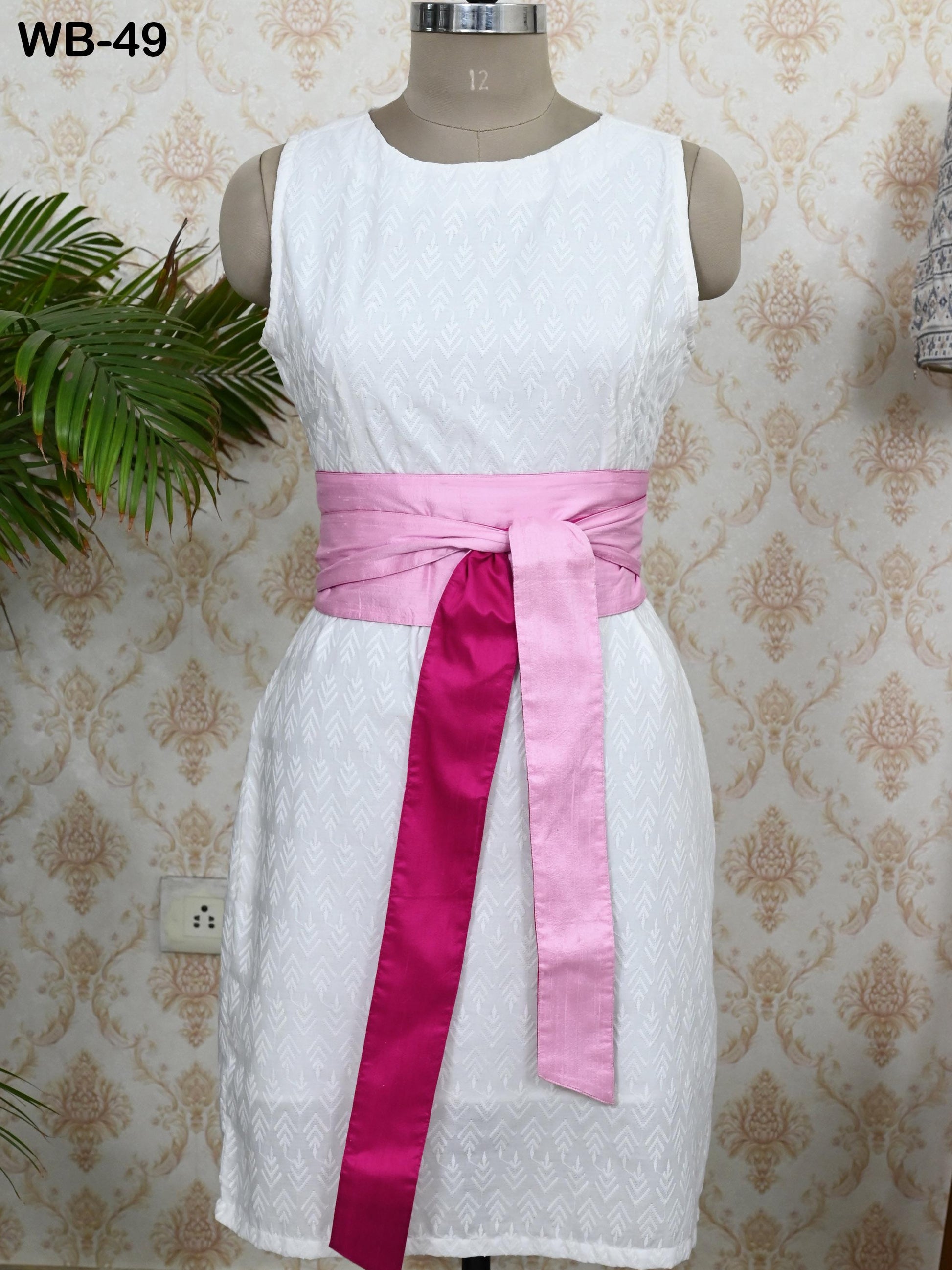 Silk Shantung Reversible Fabric Belt Pink Obi Wrap Women Sash Belt Adjustable Customized Wedding Dress Gift Mom Daughter Wrap & Tie