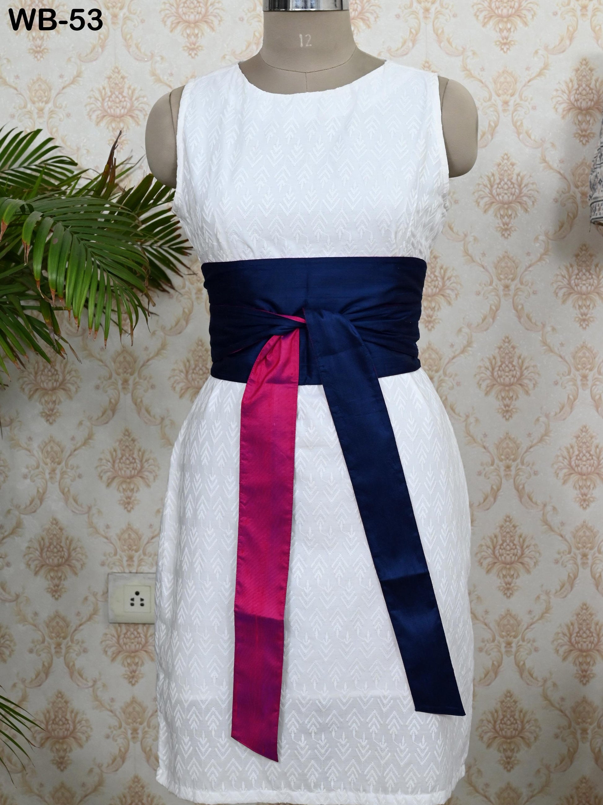 Silk Shantung Reversible Fabric Belt Maroon Blue Obi Wrap Women Sash Belt Adjustable Customized Wedding Dress Gift Mom Daughter Wrap & Tie