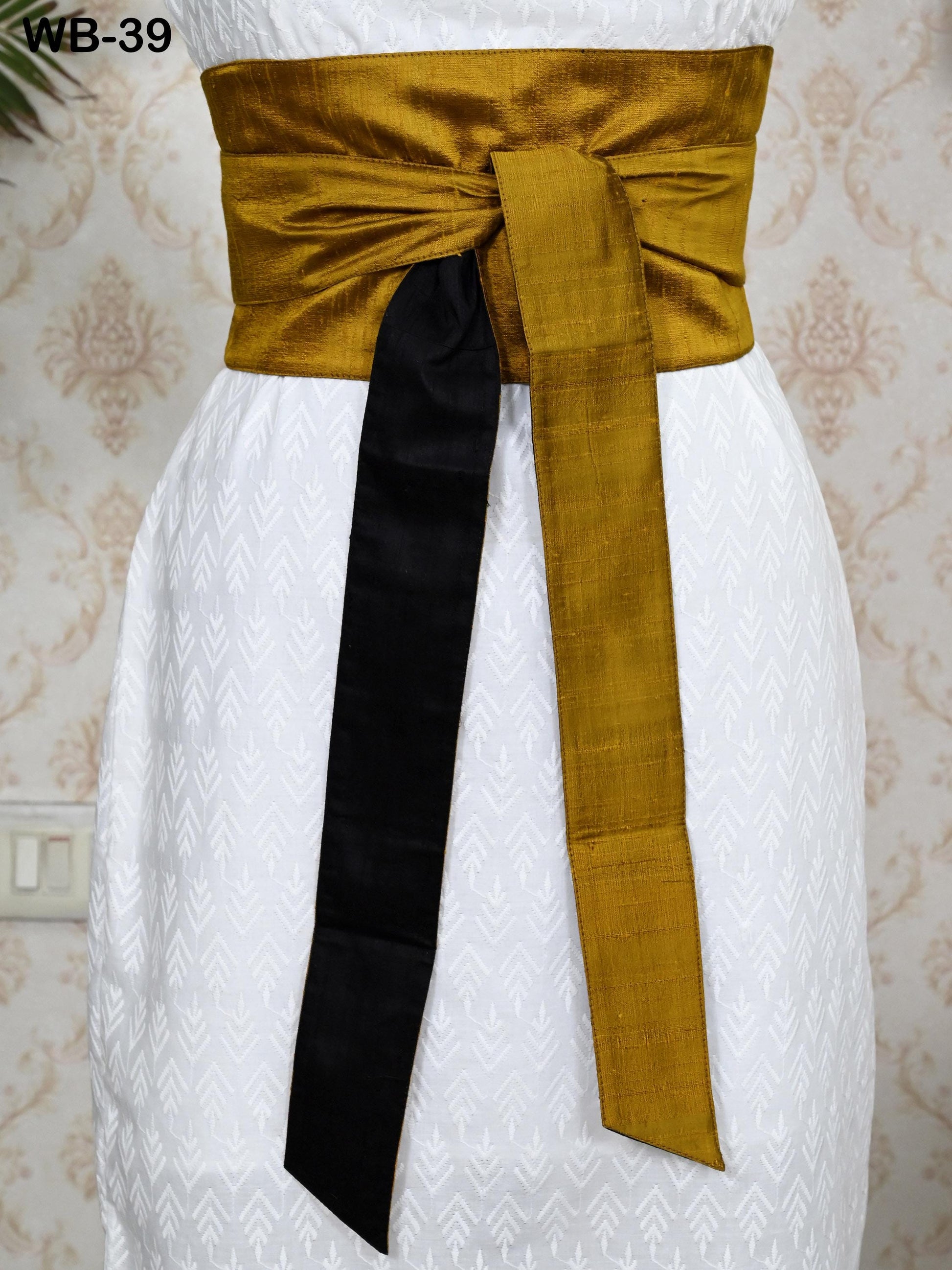 Silk Shantun Reversible Fabric Belt Brown Black Obi Wrap Women Sash Belt Adjustable Customized Wedding Dress Gift for Friend Wrap & Tie