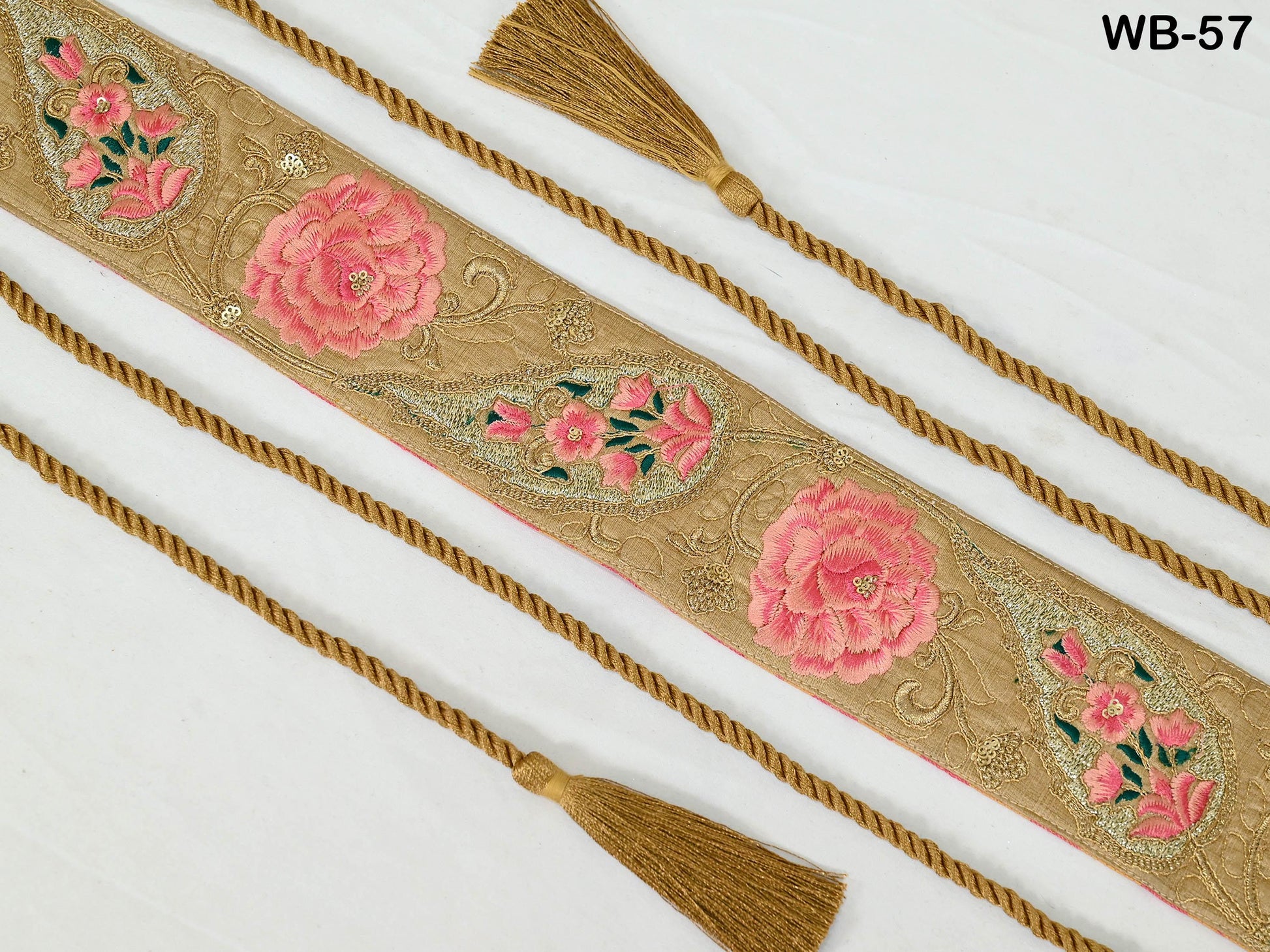 Tan Brown Wedding Dress Sash Belt Bridal Reversible Embroidery Belt Summer Obi Wrap Women Adjustable Bohemian Ethnic Customized Gift Mother