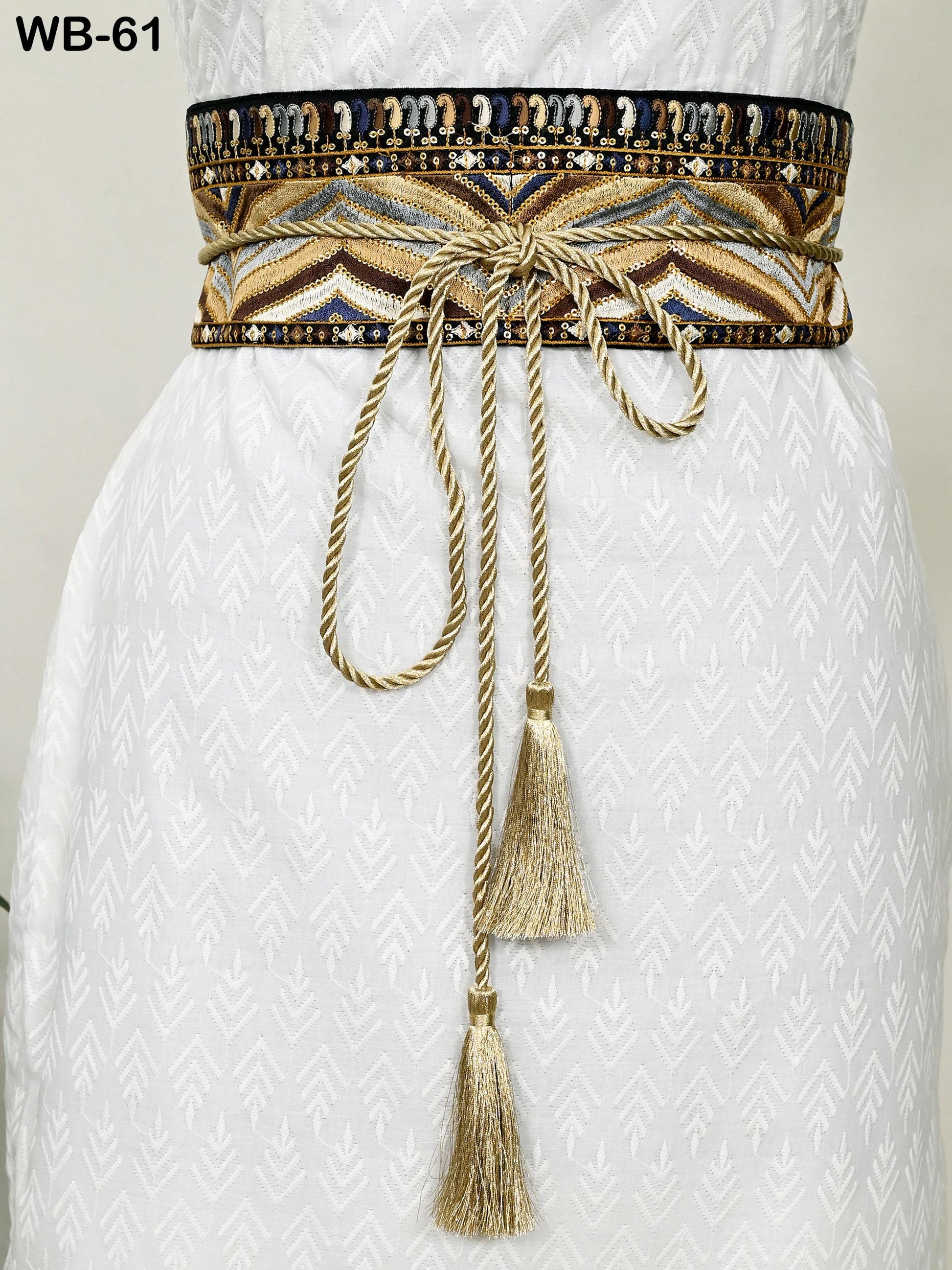 Reversible Embroidered Belt Obi Wrap Sash Belt Women Adjustable Bohemian Ethnic Customized Summer Wedding Dress Christmas Gift Friend Black