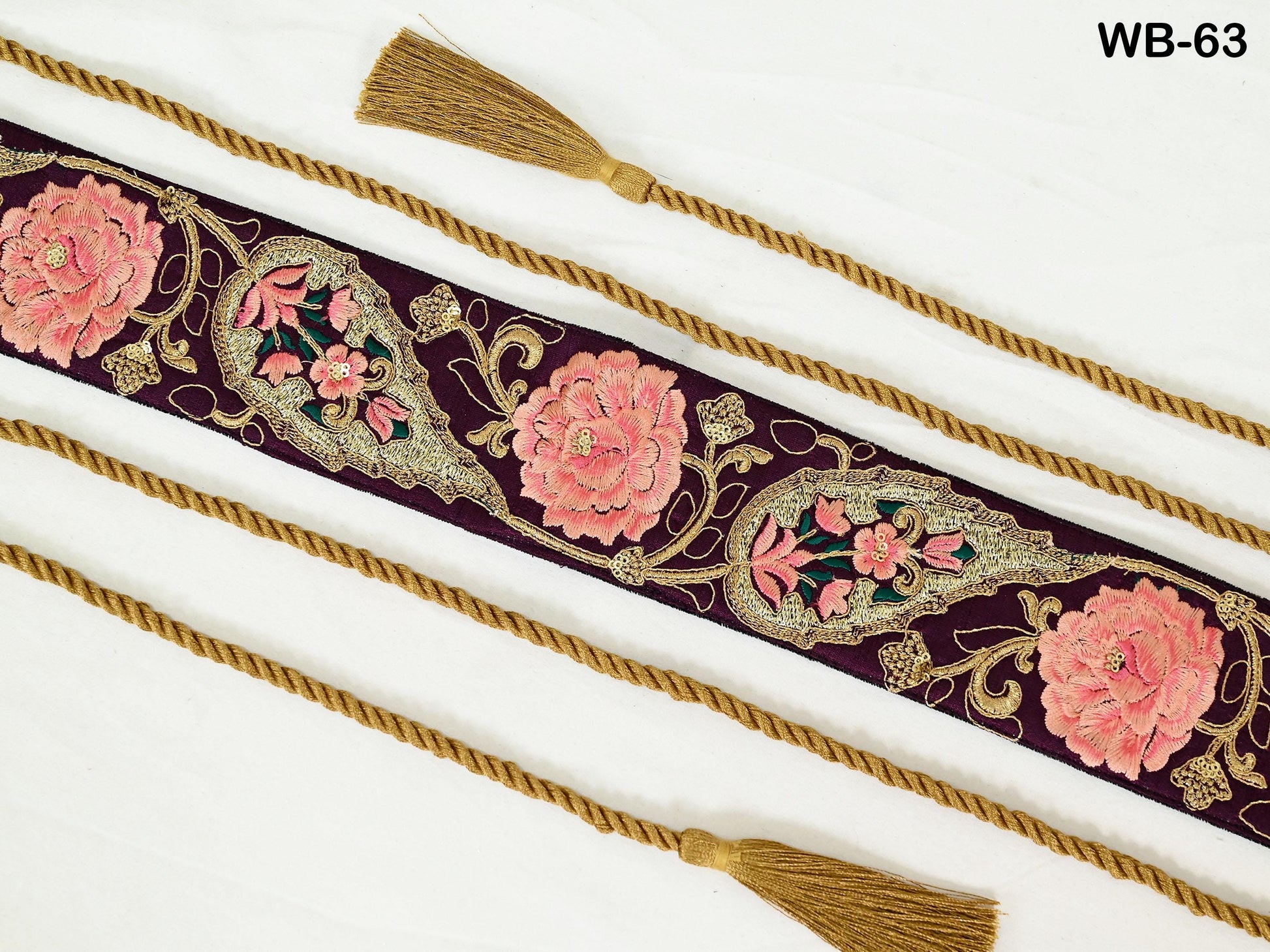 Wine Wedding Dress Sash Belt Bridal Reversible Embroidery Belt Summer Obi Wrap Women Adjustable Bohemian Ethnic Customized Gift Sister