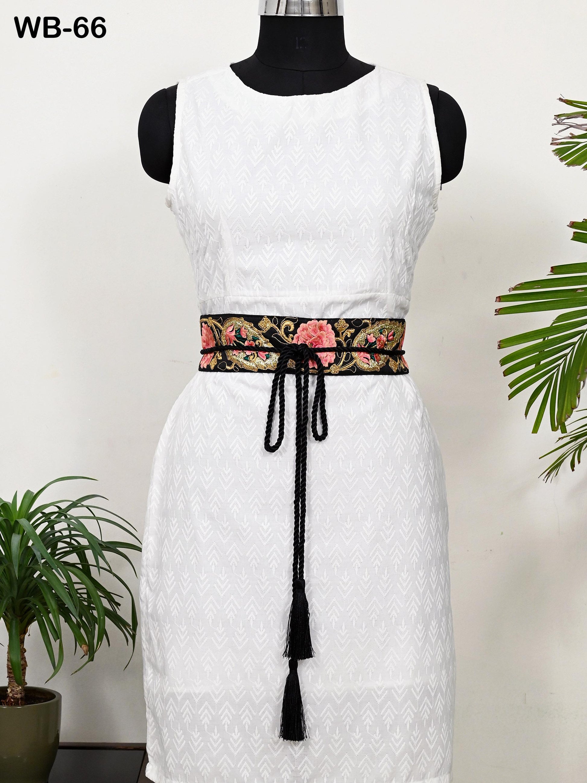 Black Wedding Dress Sash Belt Bridal Reversible Embroidery Belt Summer Obi Wrap Women Adjustable Bohemian Ethnic Customized Gift Sister