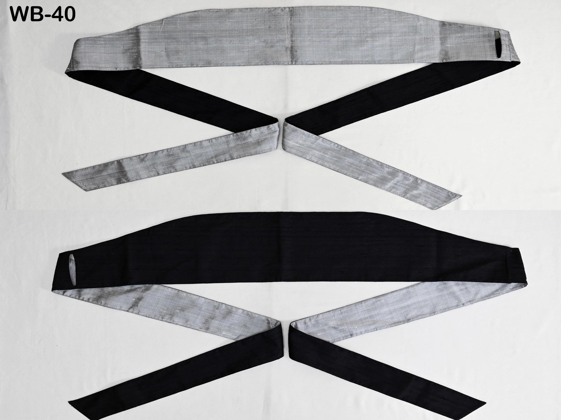Silk Shantung Reversible Fabric Belt Grey Black Obi Wrap Women Sash Belt Adjustable Customized Wedding Dress Gift Mom Daughter Wrap & Tie
