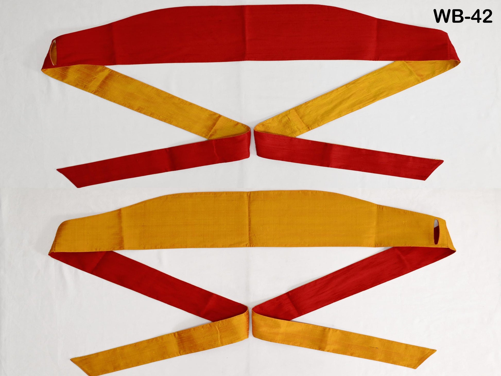 Silk Shantung Reversible Fabric Belt Red Orange Obi Wrap Women Sash Belt Adjustable Customized Wedding Dress Gift Mom Daughter Wrap & Tie