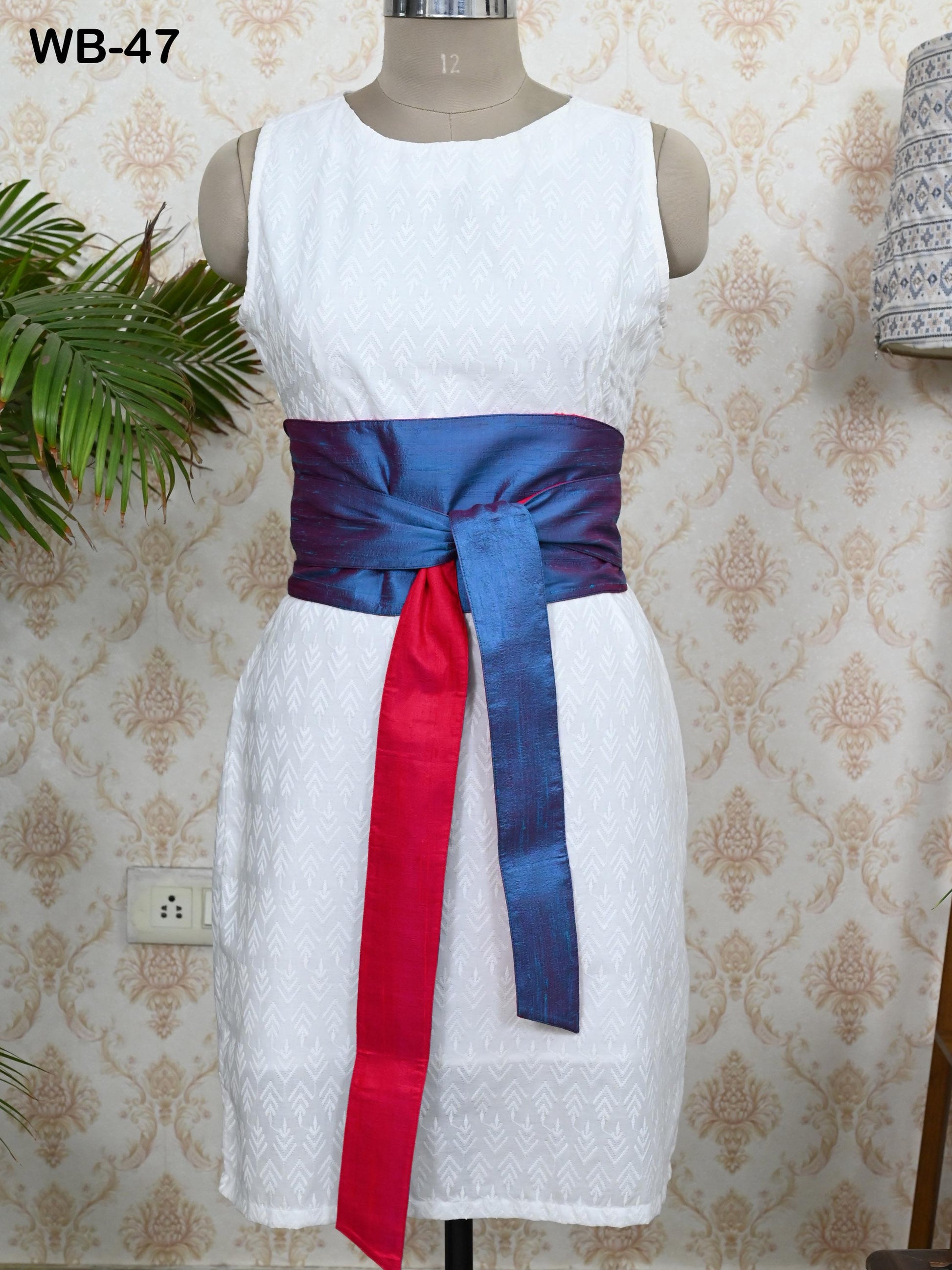 Silk Shantung Reversible Fabric Belt Purple Obi Wrap Women Sash Belt Adjustable Customized Wedding Dress Gift Mom Daughter Wrap & Tie