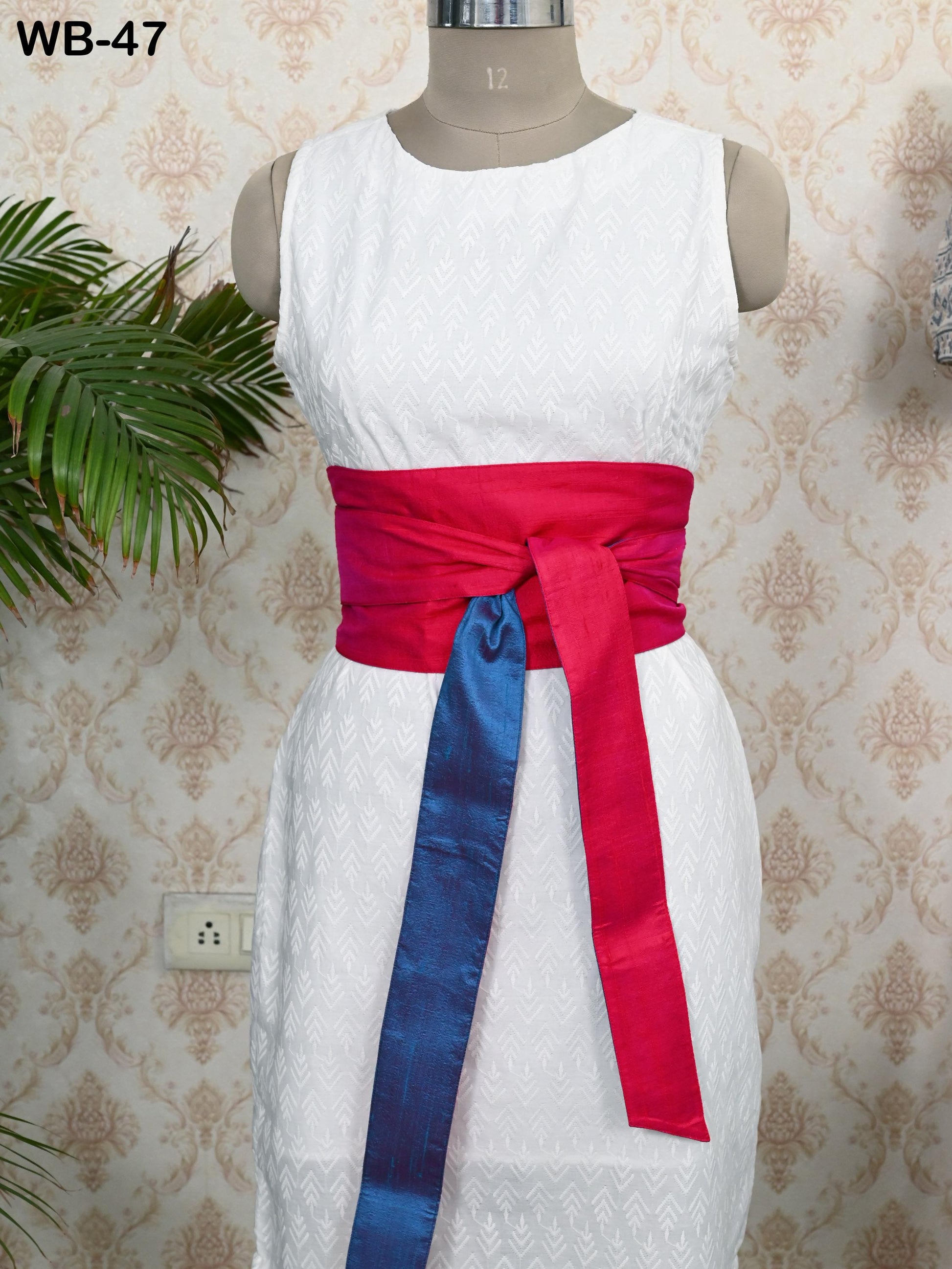 Silk Shantung Reversible Fabric Belt Purple Obi Wrap Women Sash Belt Adjustable Customized Wedding Dress Gift Mom Daughter Wrap & Tie