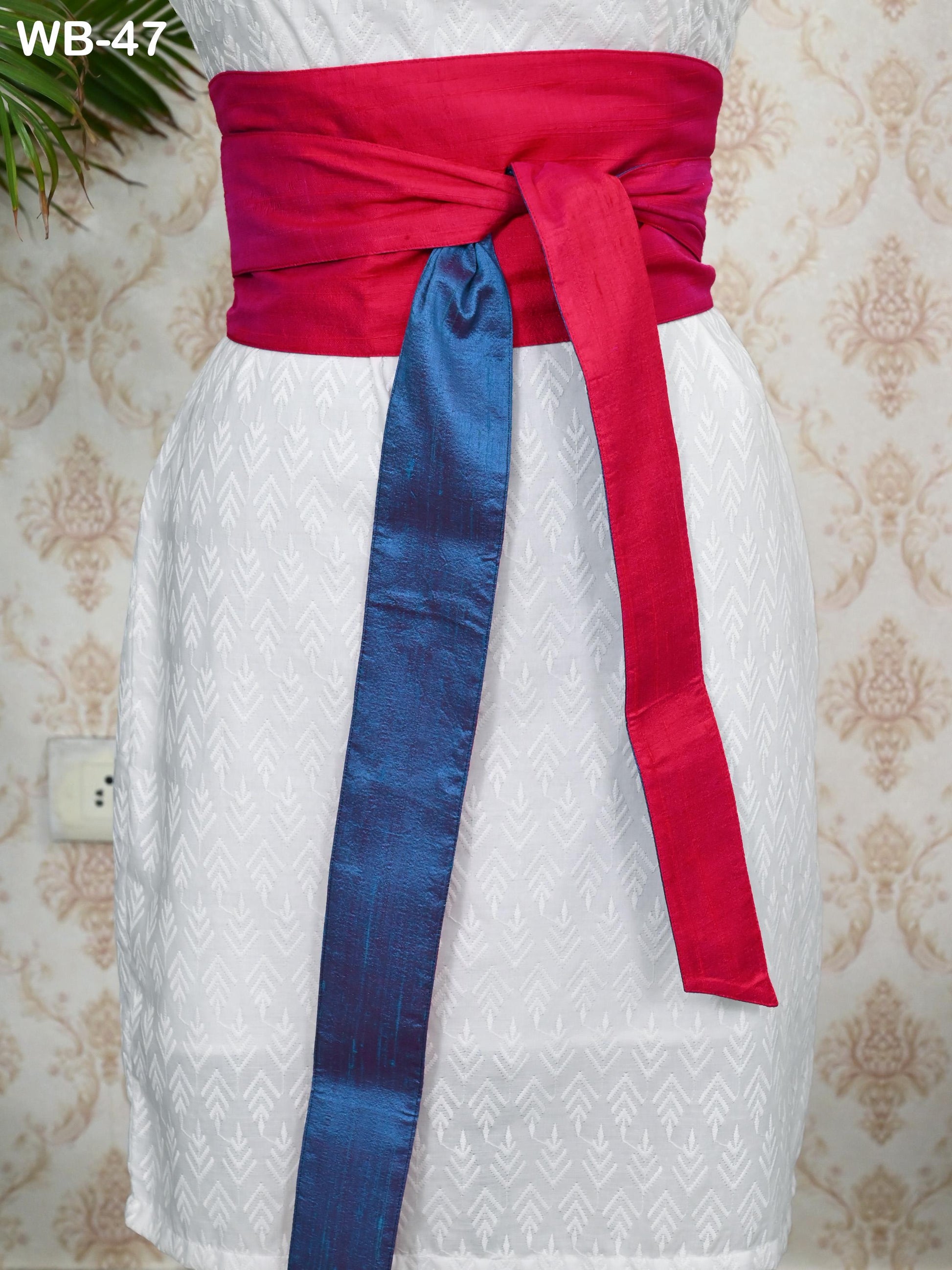 Silk Shantung Reversible Fabric Belt Purple Obi Wrap Women Sash Belt Adjustable Customized Wedding Dress Gift Mom Daughter Wrap & Tie