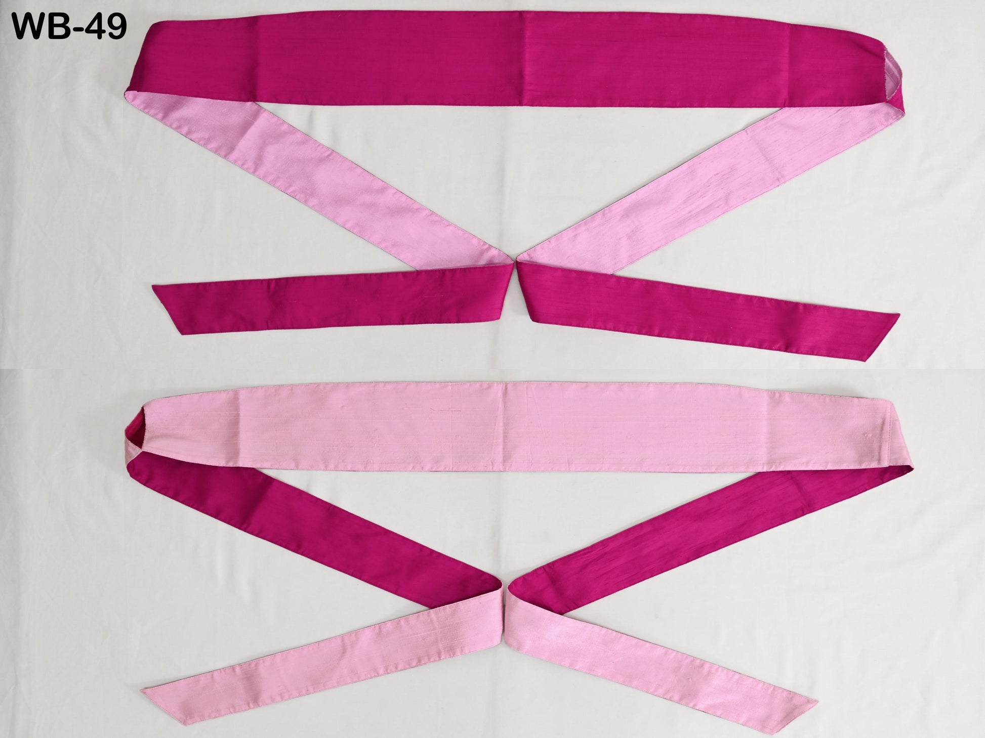 Silk Shantung Reversible Fabric Belt Pink Obi Wrap Women Sash Belt Adjustable Customized Wedding Dress Gift Mom Daughter Wrap & Tie
