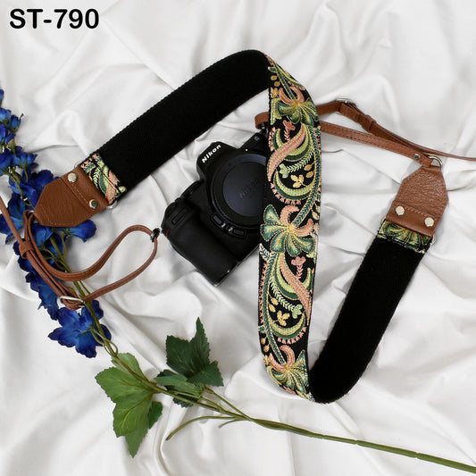 Brown Leather Camera Strap Replacement Adjustable Embroidery Shoulder or Neck strap DSLR Camera Accessories Gift for Daughter Photographers