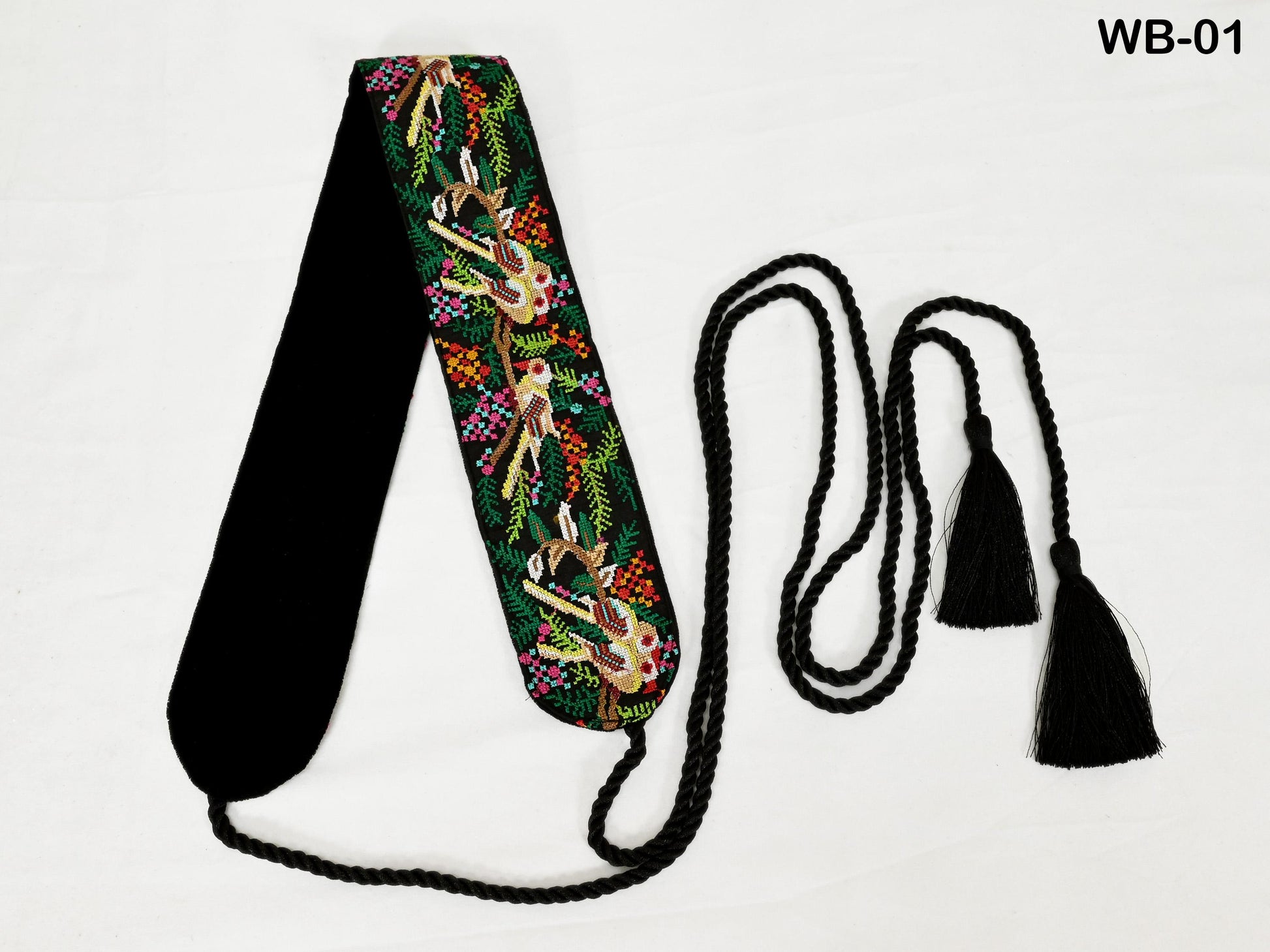 Reversible Embroidery Fabric Belt Black Obi Wrap Women Sash Belt Adjustable Bohemian Ethnic Customize Summer Wedding Dress Gift for Friend