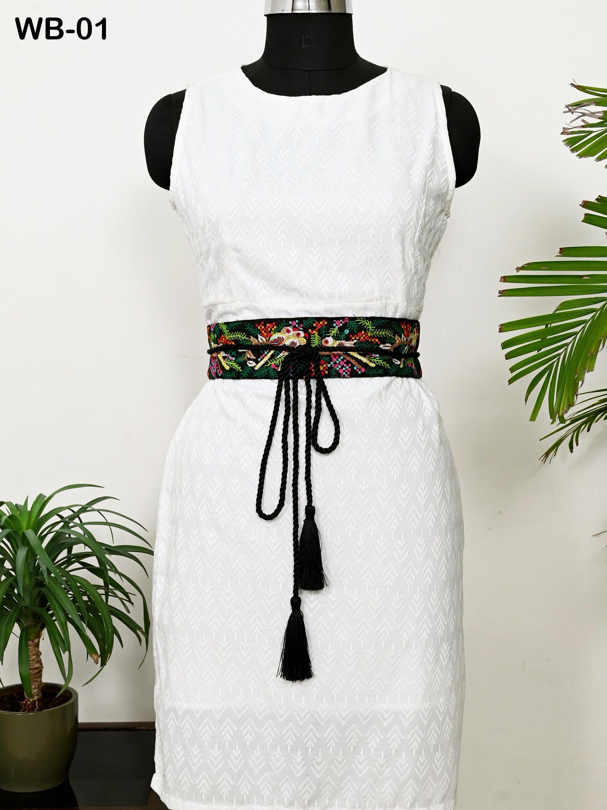 Reversible Embroidery Fabric Belt Black Obi Wrap Women Sash Belt Adjustable Bohemian Ethnic Customize Summer Wedding Dress Gift for Friend