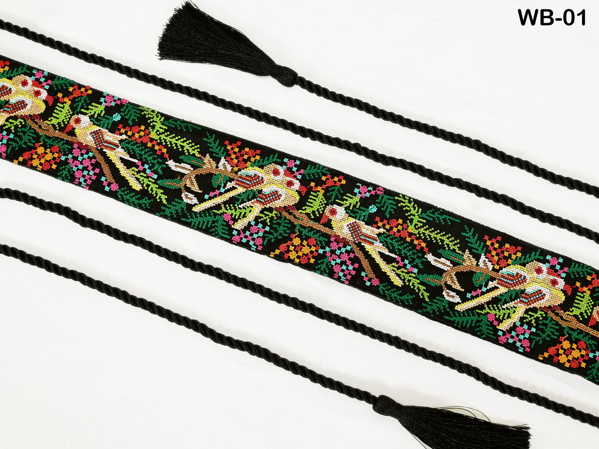 Reversible Embroidery Fabric Belt Black Obi Wrap Women Sash Belt Adjustable Bohemian Ethnic Customize Summer Wedding Dress Gift for Friend