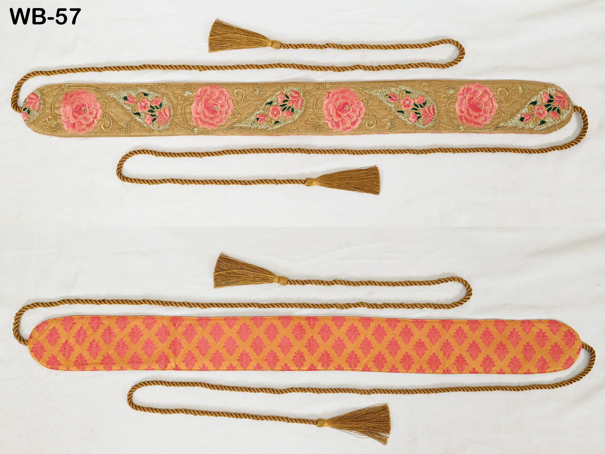Tan Brown Wedding Dress Sash Belt Bridal Reversible Embroidery Belt Summer Obi Wrap Women Adjustable Bohemian Ethnic Customized Gift Mother