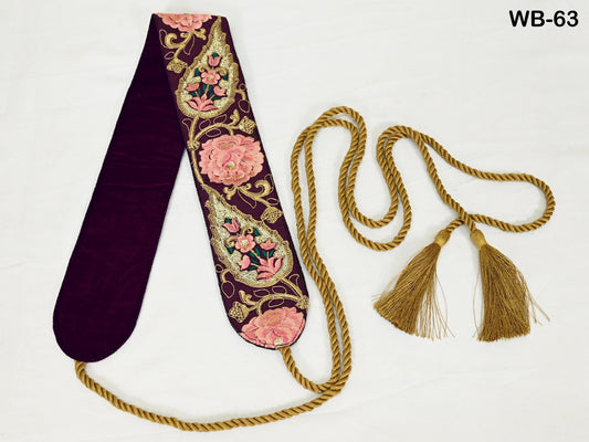 Wine Wedding Dress Sash Belt Bridal Reversible Embroidery Belt Summer Obi Wrap Women Adjustable Bohemian Ethnic Customized Gift Sister