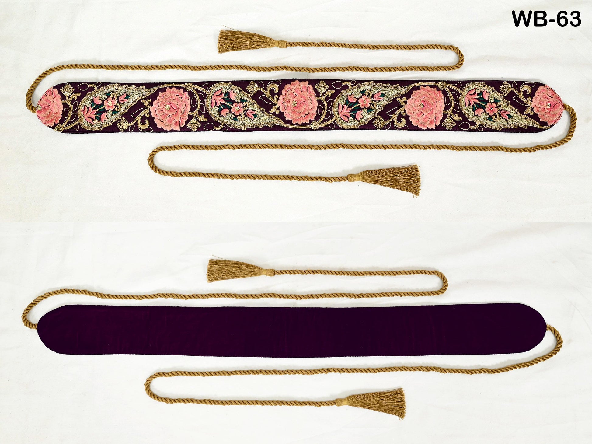 Wine Wedding Dress Sash Belt Bridal Reversible Embroidery Belt Summer Obi Wrap Women Adjustable Bohemian Ethnic Customized Gift Sister