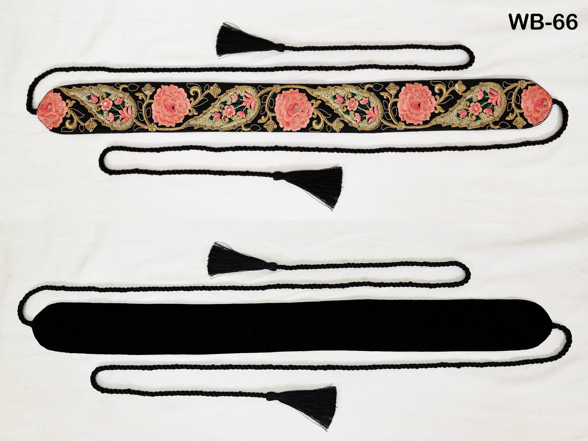 Black Wedding Dress Sash Belt Bridal Reversible Embroidery Belt Summer Obi Wrap Women Adjustable Bohemian Ethnic Customized Gift Sister