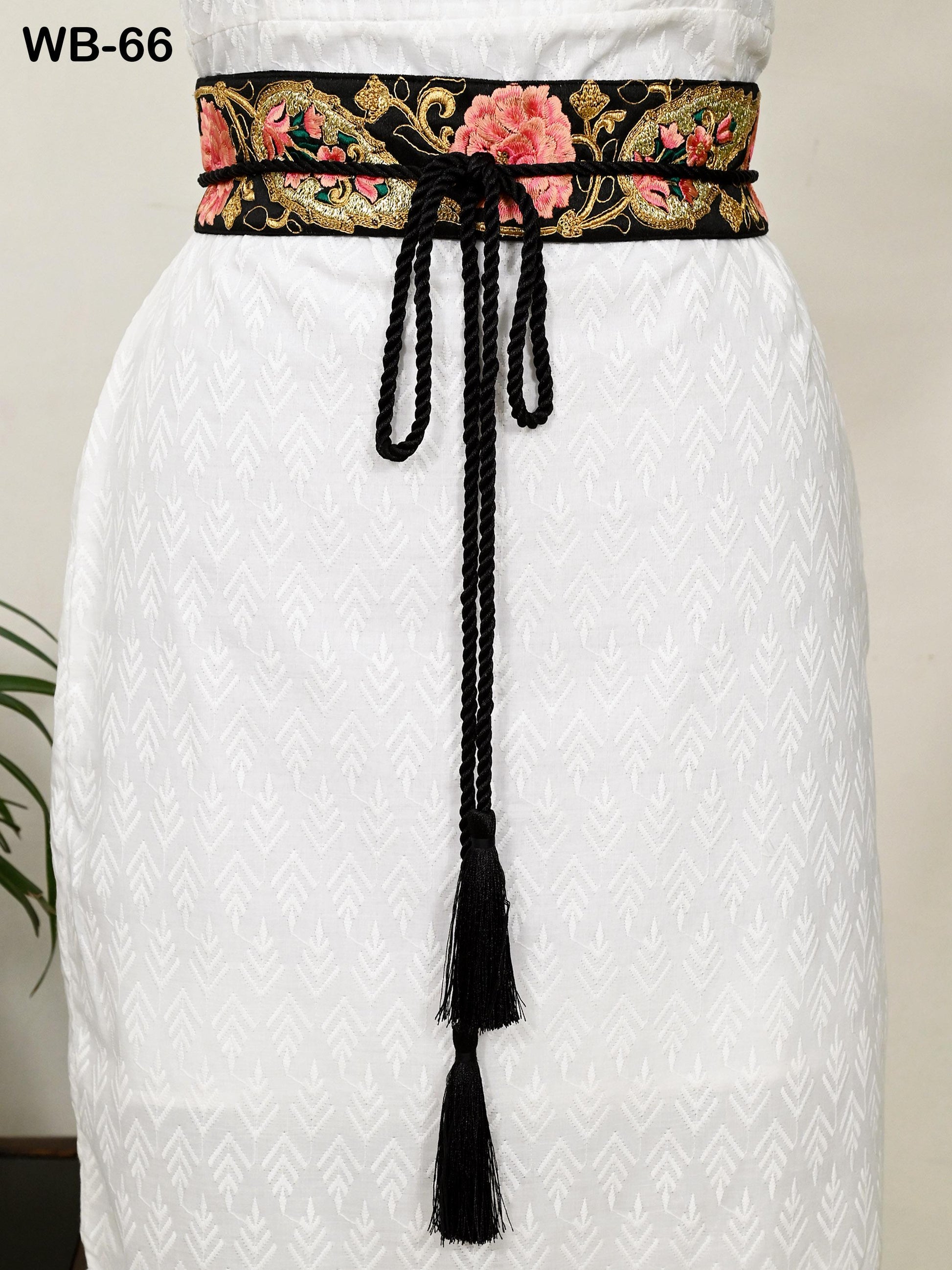 Black Wedding Dress Sash Belt Bridal Reversible Embroidery Belt Summer Obi Wrap Women Adjustable Bohemian Ethnic Customized Gift Sister