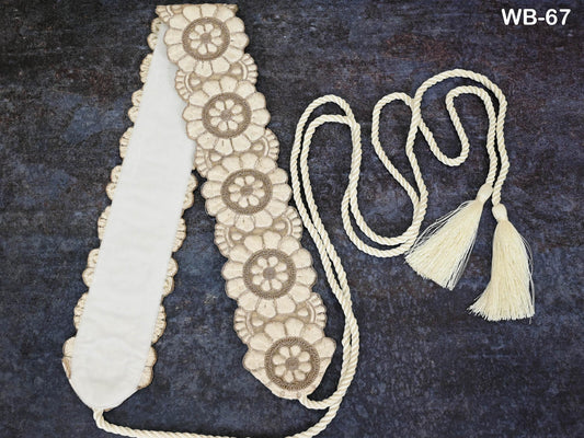 Ivory Gold Wedding Dress Sash Belt Bridal Reversible Embroidery Belt Summer Obi Wrap Women Adjustable Bohemian Ethnic Customized Gift Friend