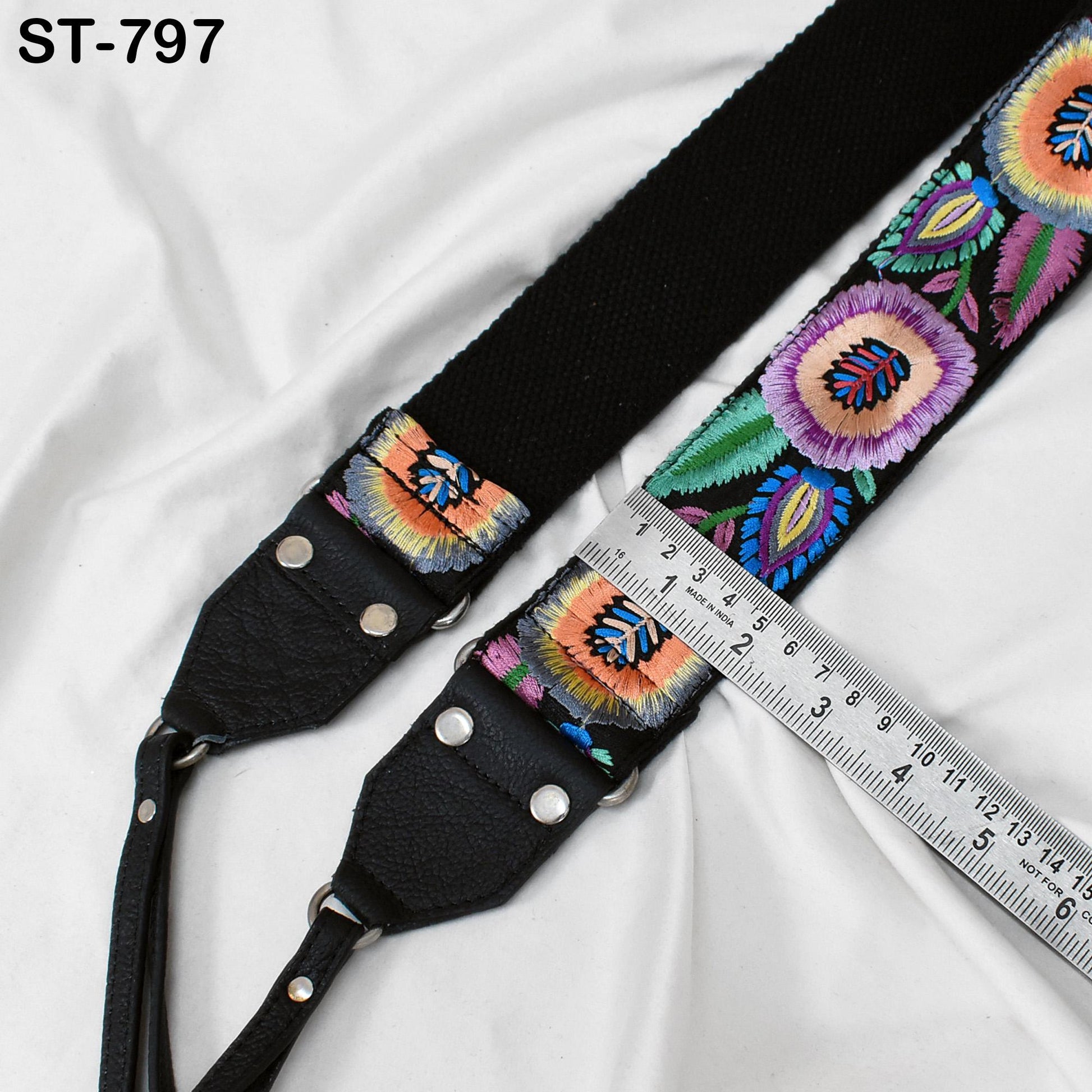 Leather Camera Strap Photographer Gift Adjustable Camera Neck Strap Embroidery Sling DSLR Camera Accessories Black Gift Boyfriend, Father
