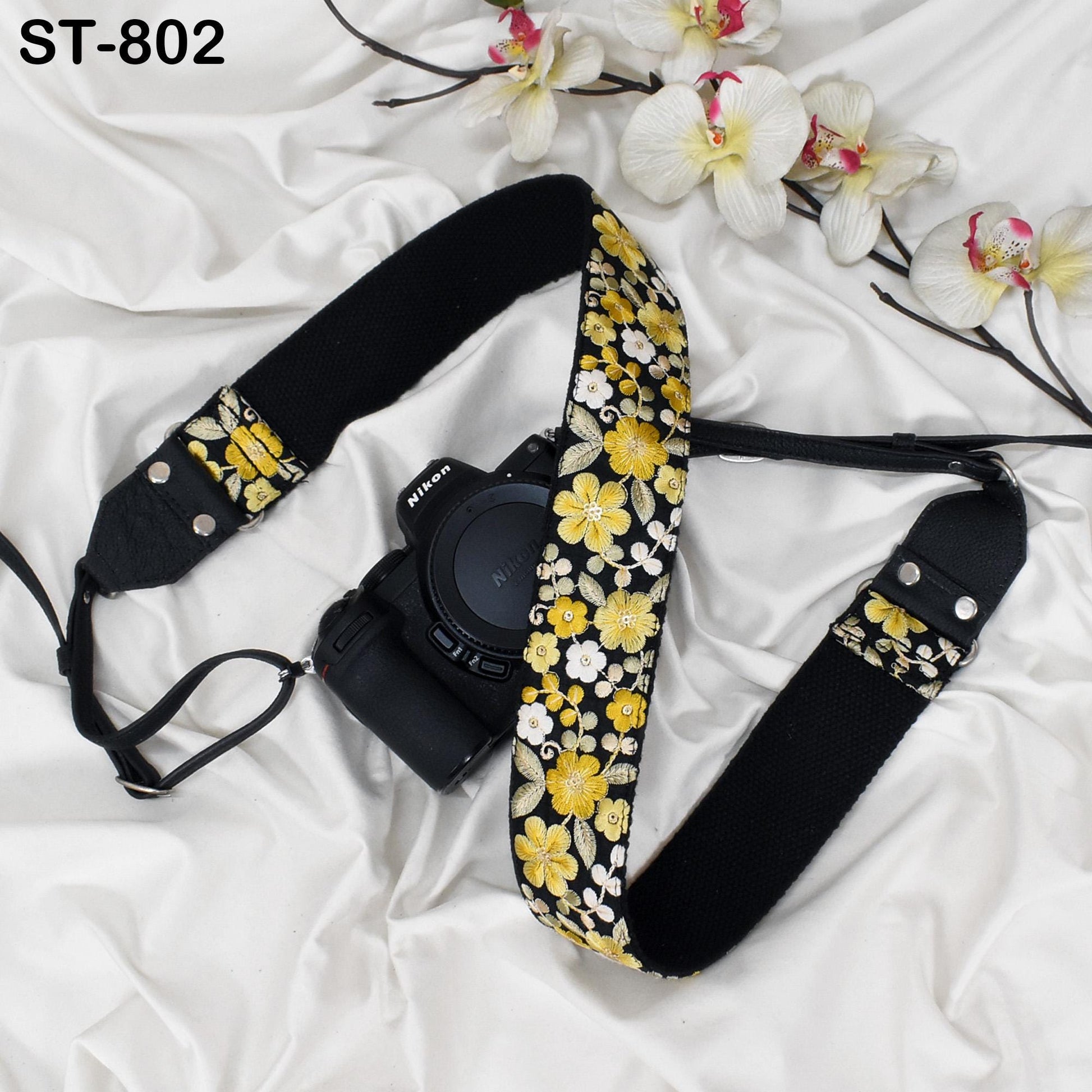 Camera Strap Photographer Sling Leather Strap Embroidery DSLR Camera Accessories Camera Holder Neck Shoulder Strap Christmas Gifts Boyfriend