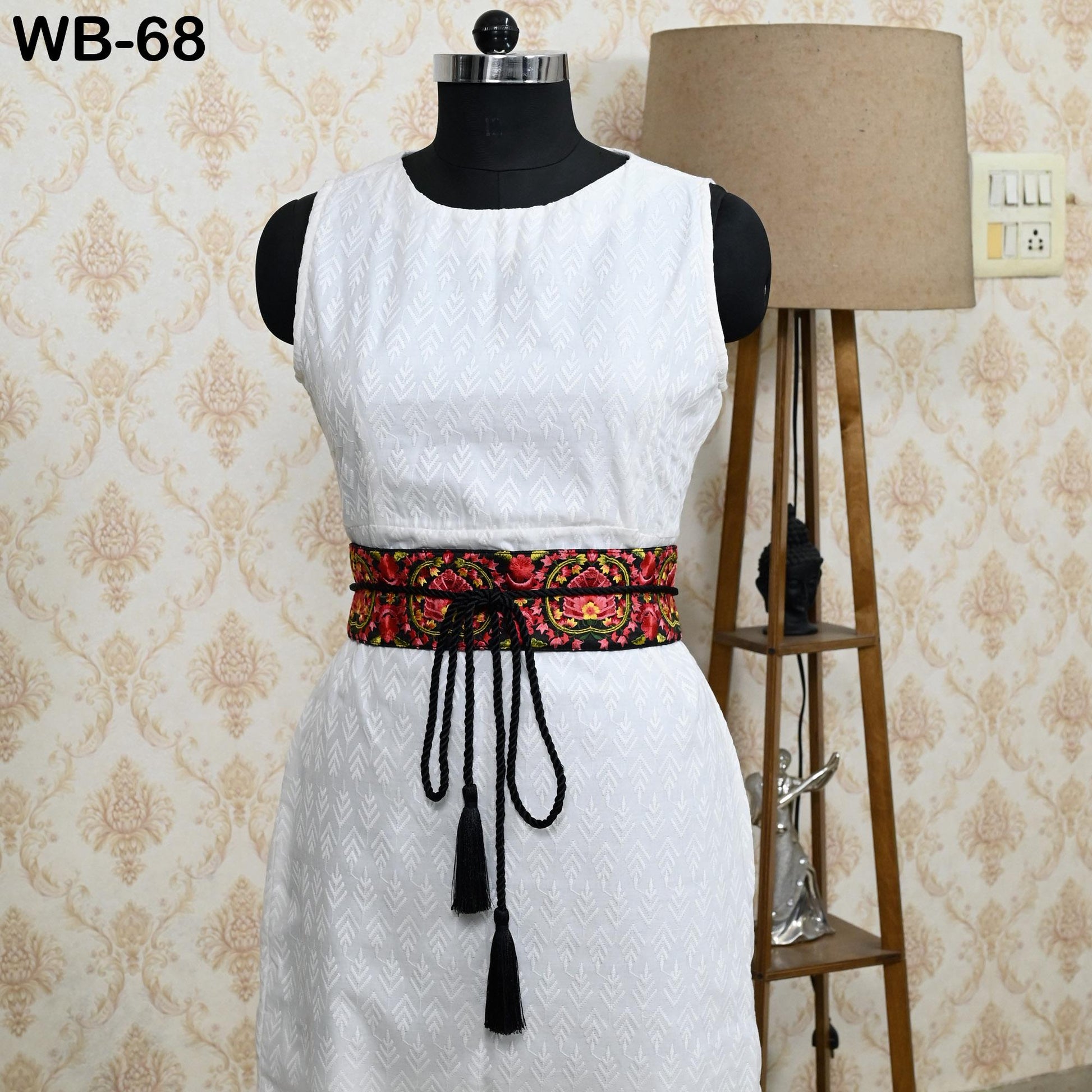 Red Reversible Embroidery Fabric Belt Gold Obi Wrap Women Sash Belt Adjustable Bohemian Ethnic Customized Summer Wedding Dress Gift Friend