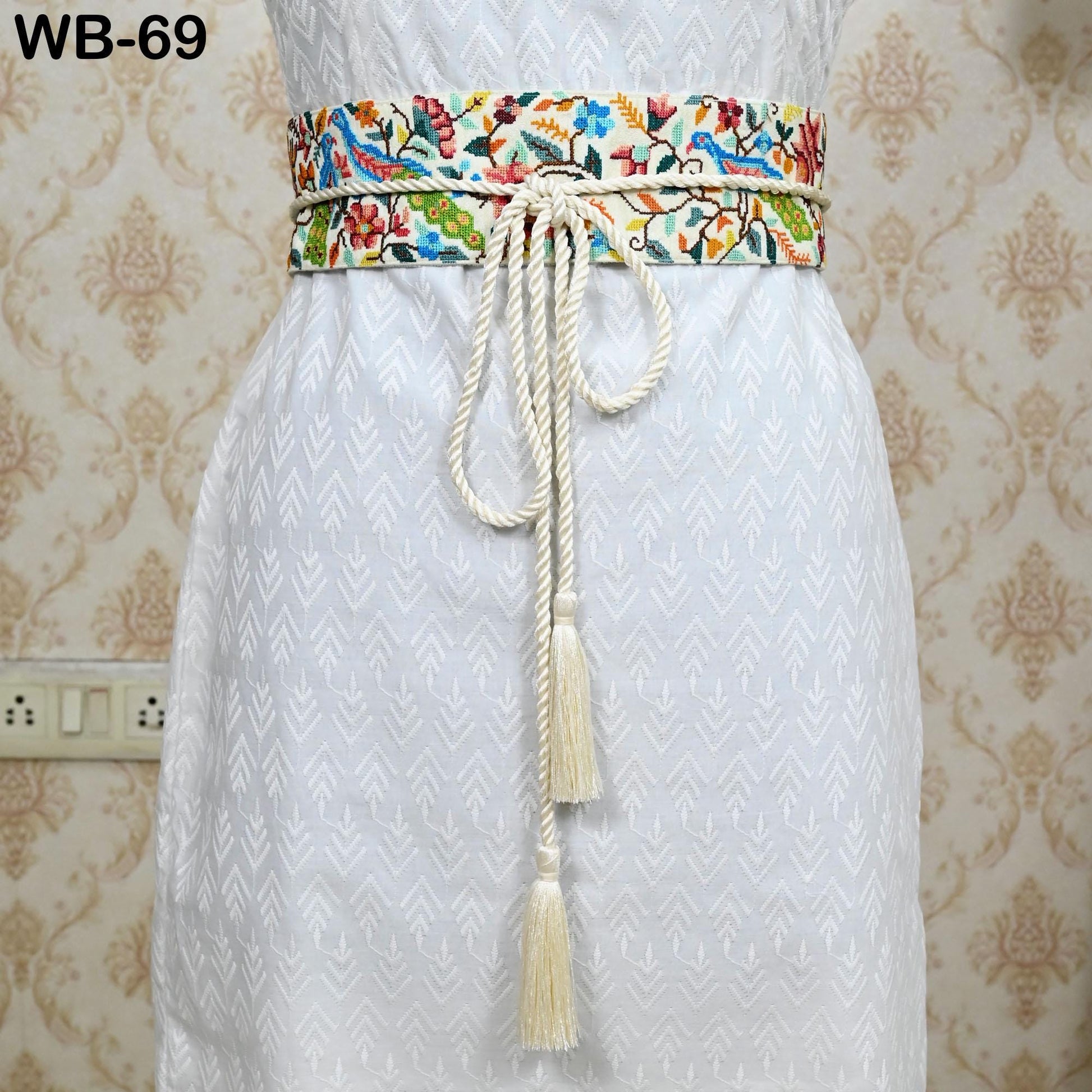 Reversible Embroidery Fabric Waist Belt Black Obi Wrap Women Sash Belt Adjustable Bohemian Ethnic Customize Summer Wedding Dress Gift Friend