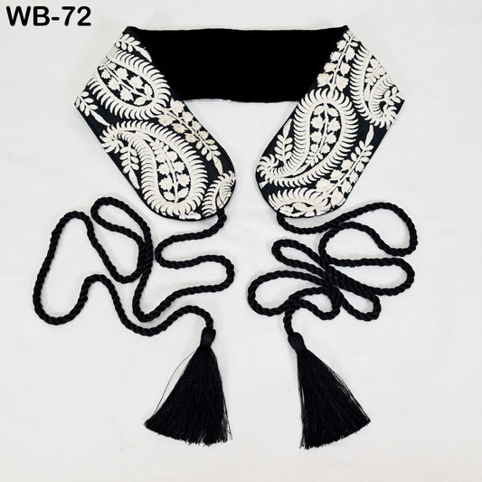 Reversible Embroidery Fabric Belt Black Obi Wrap Women Sash Belt Adjustable Bohemian Ethnic Customize Summer Wedding Dress Gift for Sister