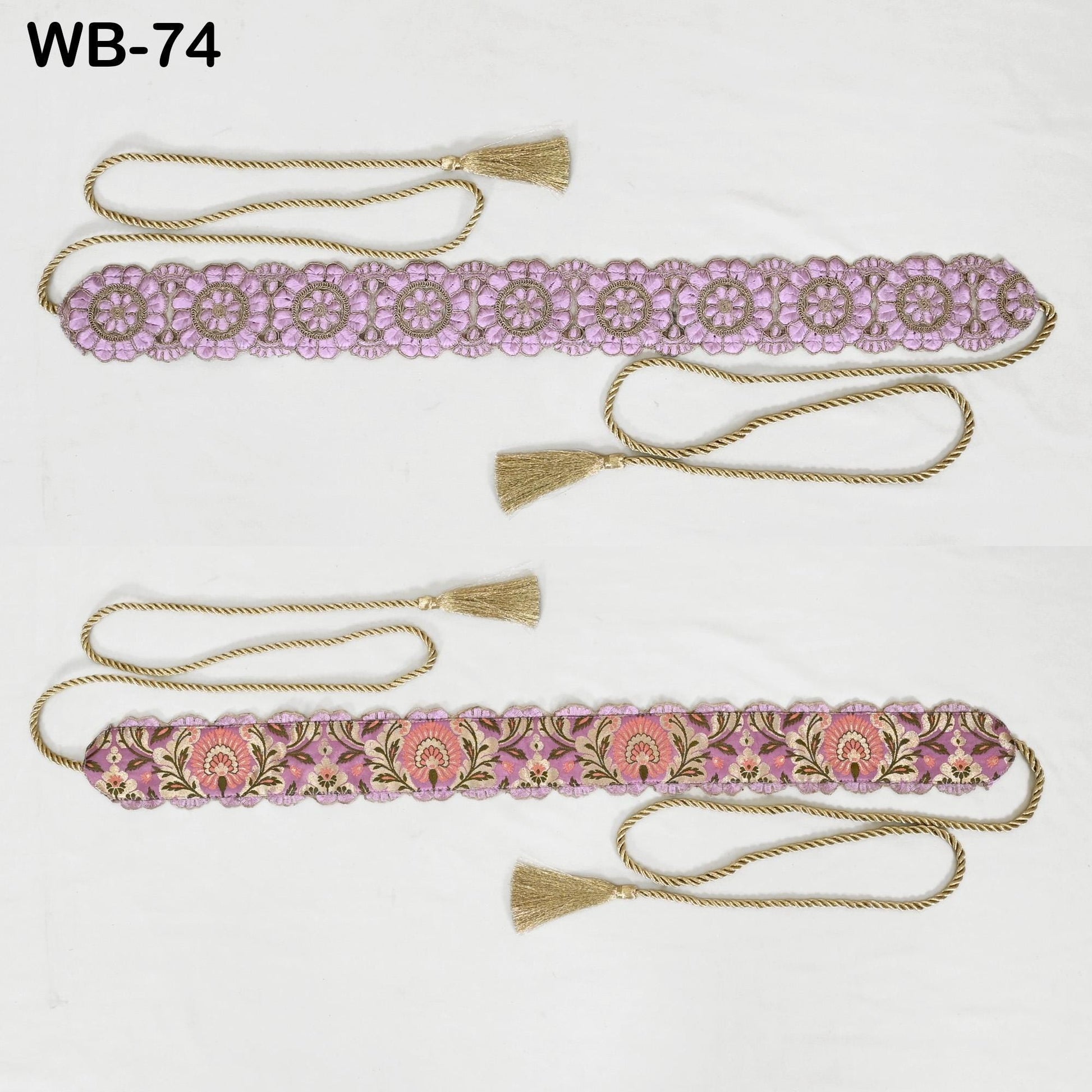 Embroidered Lilac Gold Waist Belt Wedding Dress Sash Belt Bridal Reversible Summer Obi Wrap Women Adjustable Customized Gift Friend