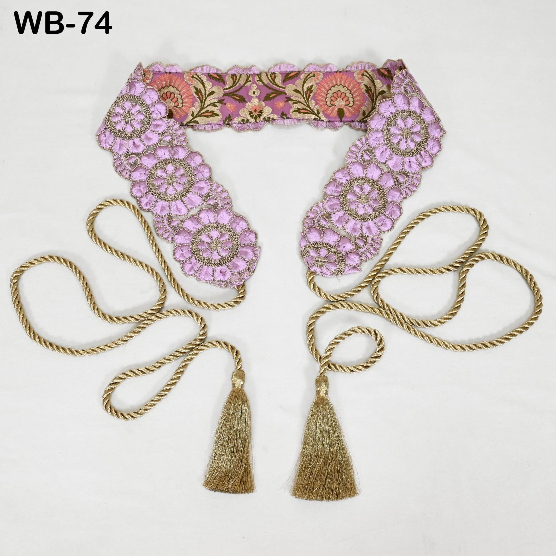 Embroidered Lilac Gold Waist Belt Wedding Dress Sash Belt Bridal Reversible Summer Obi Wrap Women Adjustable Customized Gift Friend