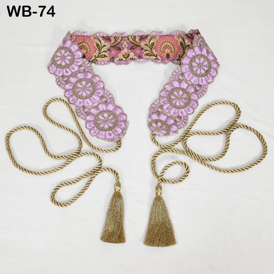 Embroidered Lilac Gold Waist Belt Wedding Dress Sash Belt Bridal Reversible Summer Obi Wrap Women Adjustable Customized Gift Friend