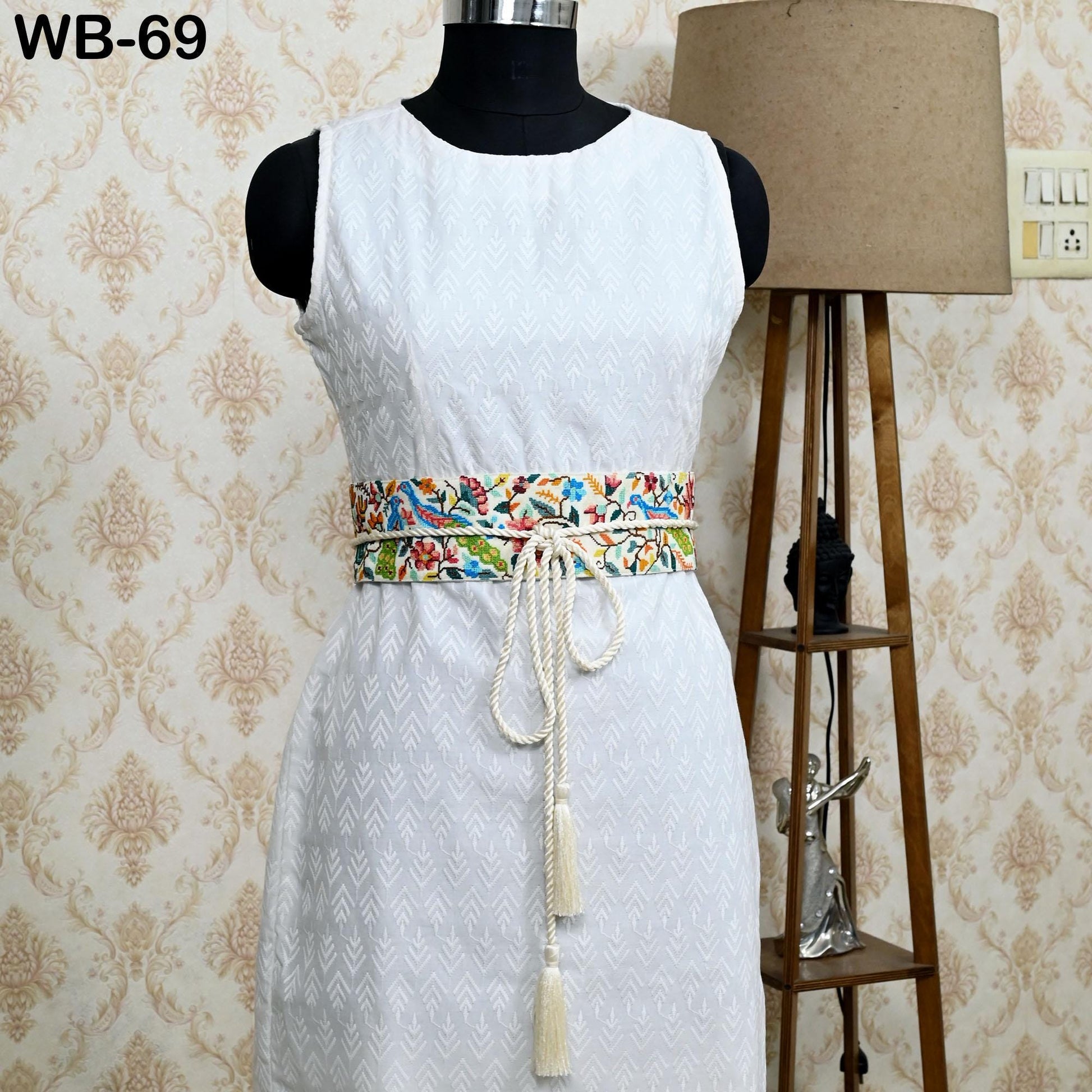 Reversible Embroidery Fabric Waist Belt Black Obi Wrap Women Sash Belt Adjustable Bohemian Ethnic Customize Summer Wedding Dress Gift Friend