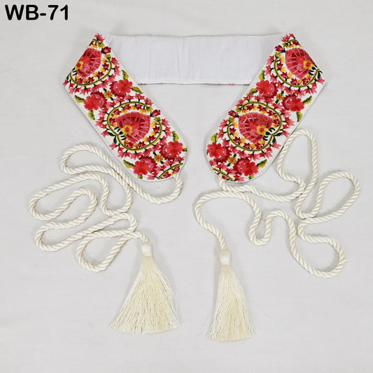 Obi Embroidery Belt, Reversible Boho Wrap - Embroidered Fabric With Brocade Back, Tassel Ties, Adjustable S To XL