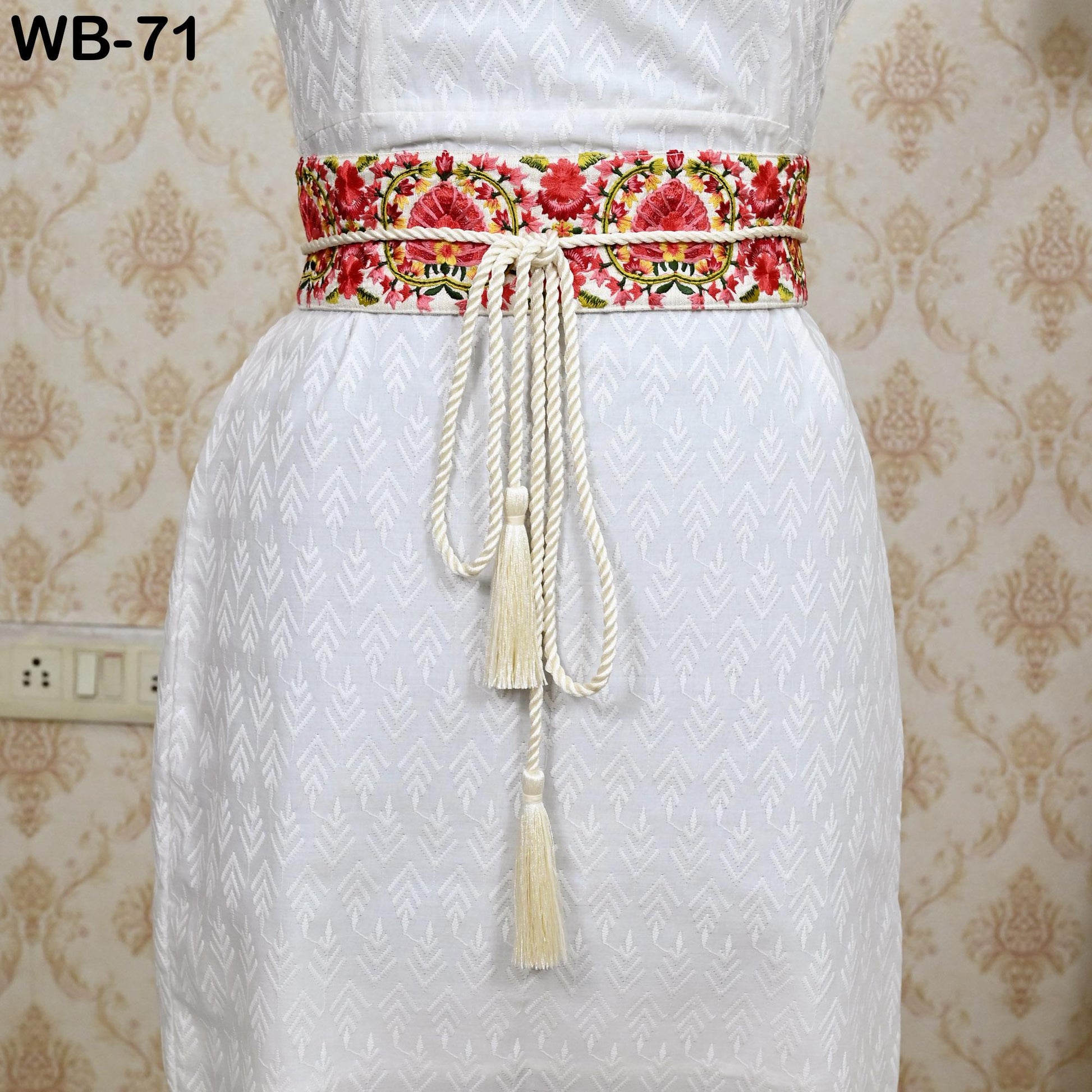 Red Reversible Embroidery Fabric Belt Gold Obi Wrap Women Sash Belt Adjustable Bohemian Ethnic Customized Summer Wedding Dress Gift Friend