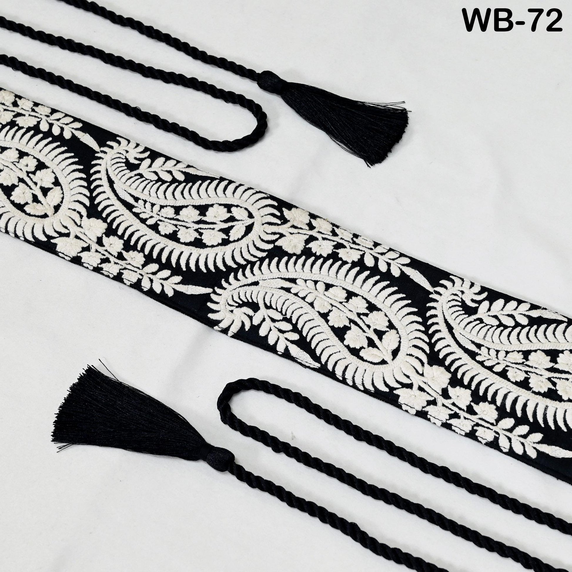 Reversible Embroidery Fabric Belt Black Obi Wrap Women Sash Belt Adjustable Bohemian Ethnic Customize Summer Wedding Dress Gift for Sister