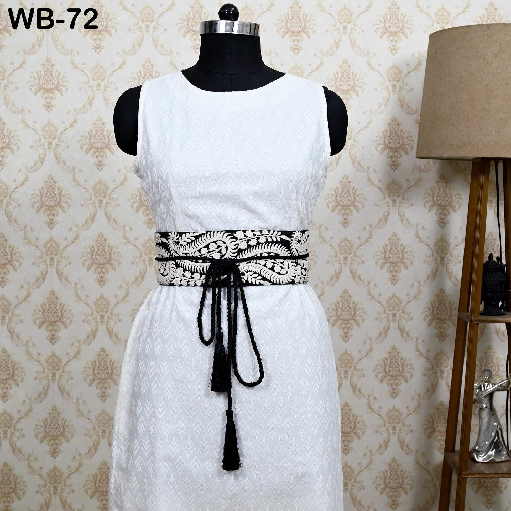 Reversible Embroidery Fabric Belt Black Obi Wrap Women Sash Belt Adjustable Bohemian Ethnic Customize Summer Wedding Dress Gift for Sister