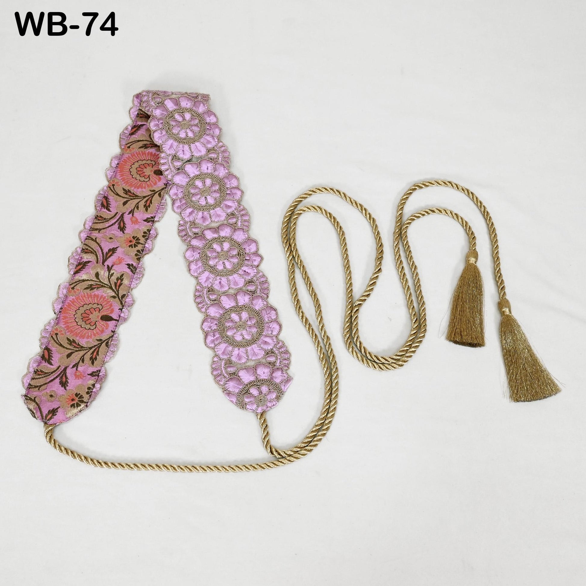 Embroidered Lilac Gold Waist Belt Wedding Dress Sash Belt Bridal Reversible Summer Obi Wrap Women Adjustable Customized Gift Friend