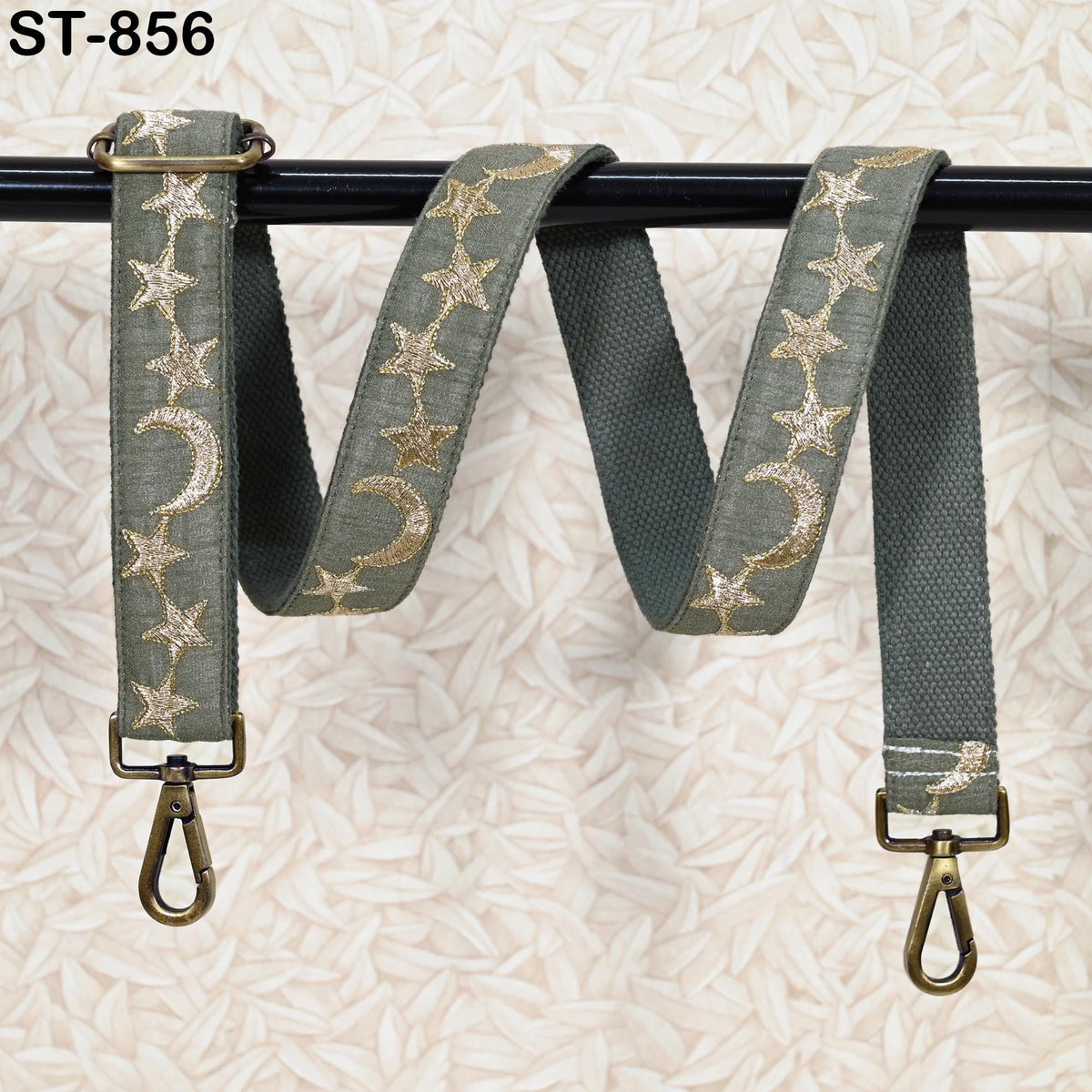 Embroidered Crossbody Strap Purses, Bags, Guitar Handbags and Embroidery Replacement Strap Gift for Friend, Grey Gold