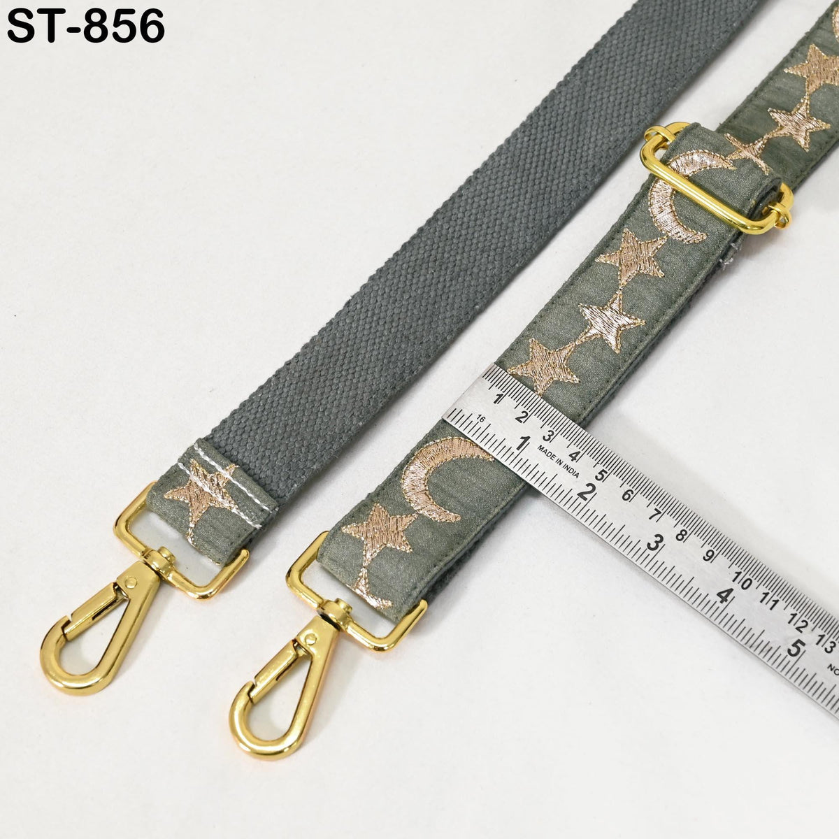 Embroidered Crossbody Strap Purses, Bags, Guitar Handbags and Embroidery Replacement Strap Gift for Friend, Grey Gold