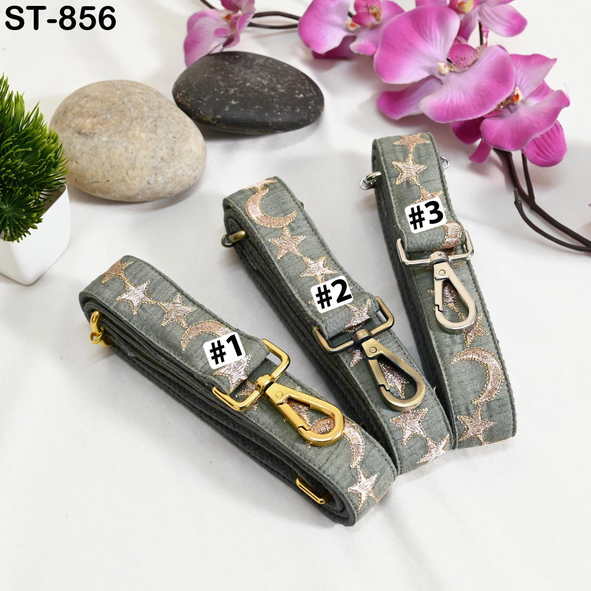 Embroidered Crossbody Strap Purses, Bags, Guitar Handbags and Embroidery Replacement Strap Gift for Friend, Grey Gold